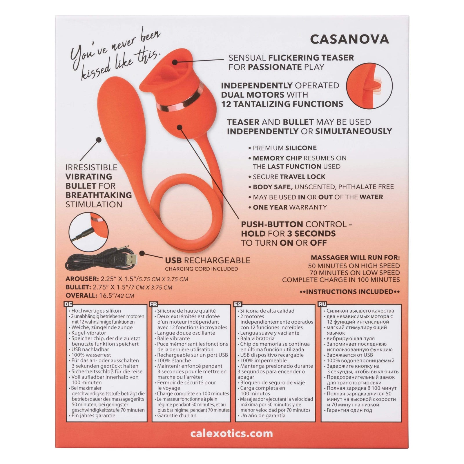 California Exotics - French Kiss Casanova Egg and Clit Massager (Red) Clit Massager (Vibration) Rechargeable 716770094797 CherryAffairs
