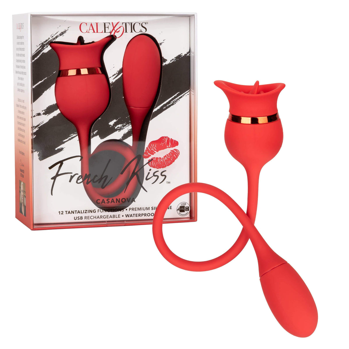 California Exotics - French Kiss Casanova Egg and Clit Massager (Red) Clit Massager (Vibration) Rechargeable 716770094797 CherryAffairs