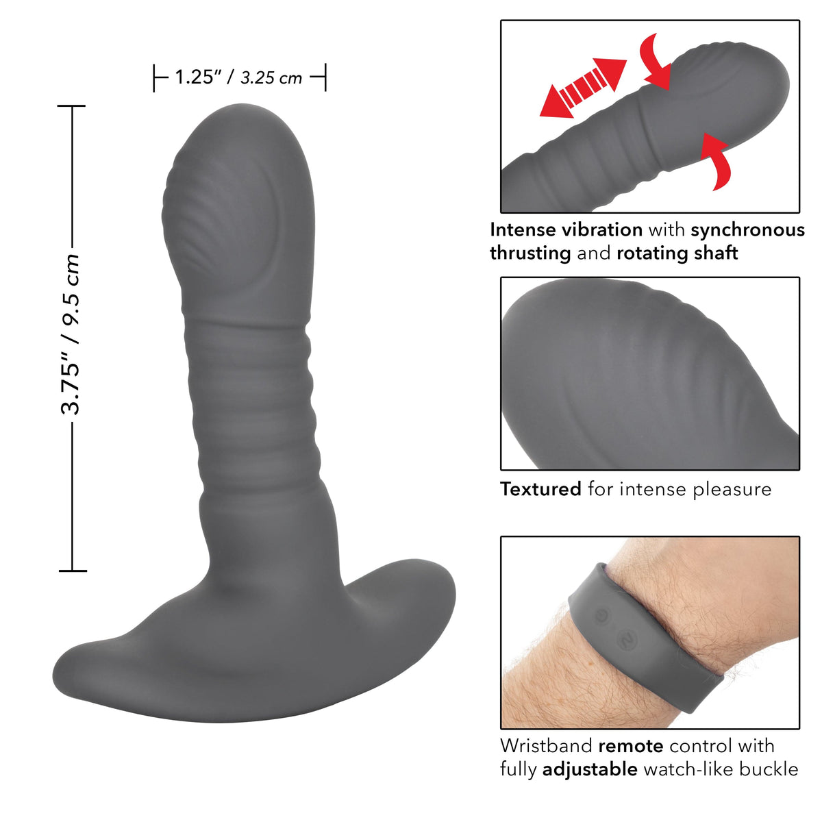 California Exotics - Eclipse Wristband Remote Thrusting Rotator Probe Anal Plug (Black) Remote Control Anal Plug (Vibration) Rechargeable 716770095787 CherryAffairs