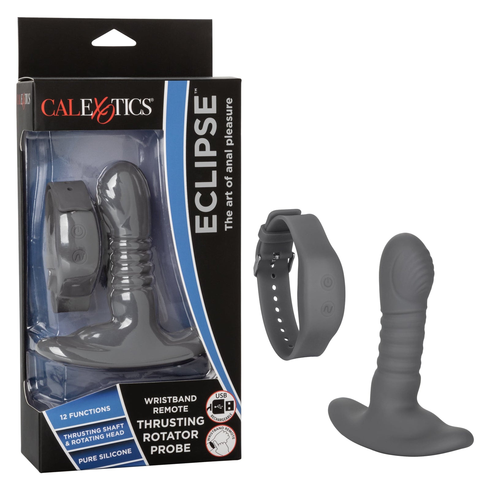 California Exotics - Eclipse Wristband Remote Thrusting Rotator Probe Anal Plug (Black) Remote Control Anal Plug (Vibration) Rechargeable 716770095787 CherryAffairs