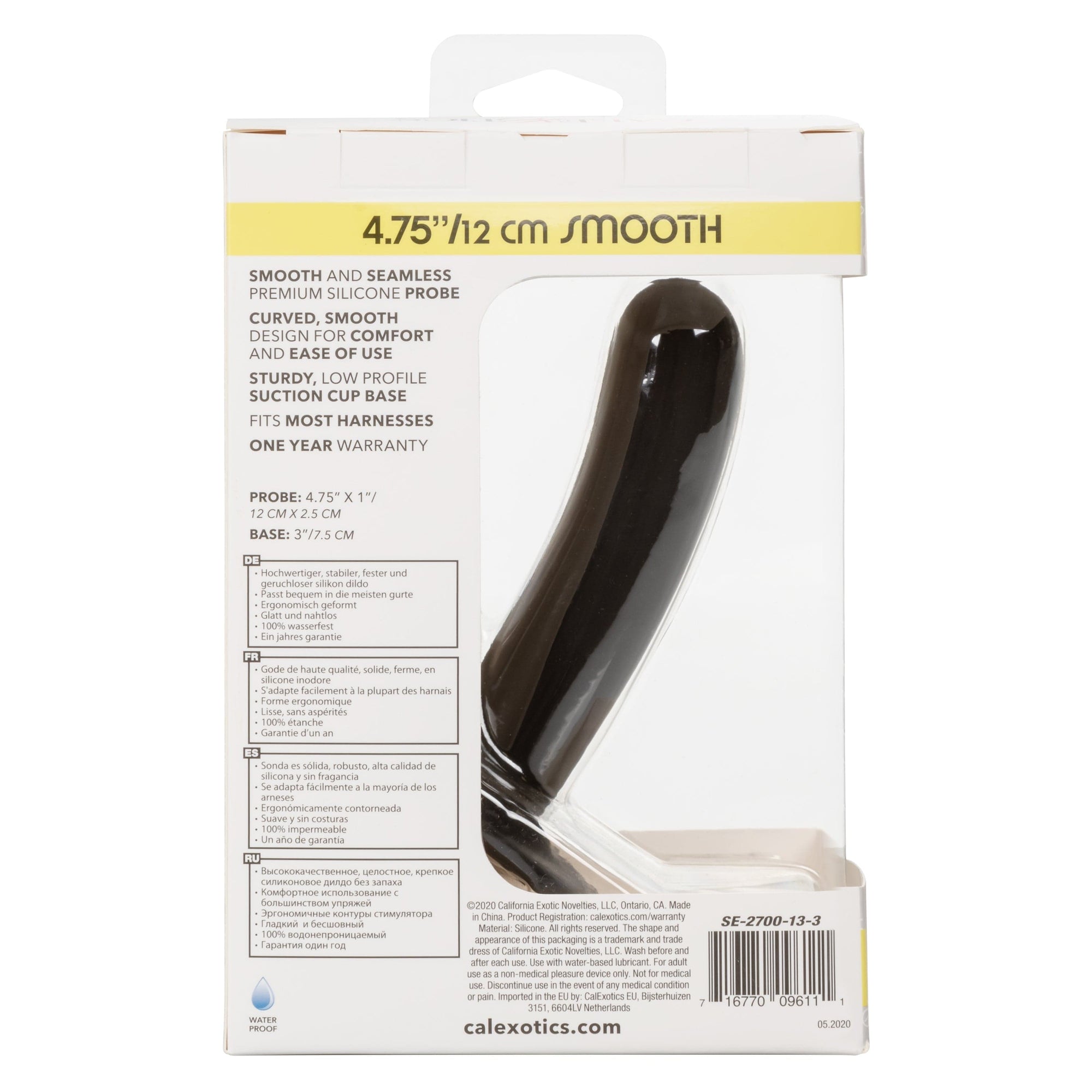 California Exotics - Boundless Smooth Pegging Probe Strap on Dildo 4.75" (Black) Non Realistic Dildo with suction cup (Non Vibration) 716770096111 CherryAffairs