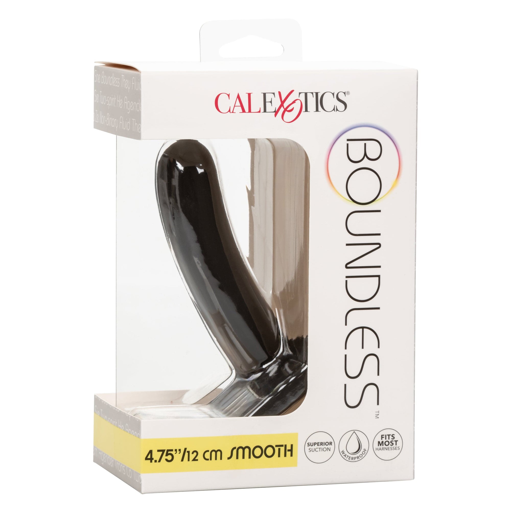 California Exotics - Boundless Smooth Pegging Probe Strap on Dildo 4.75" (Black) Non Realistic Dildo with suction cup (Non Vibration) 716770096111 CherryAffairs