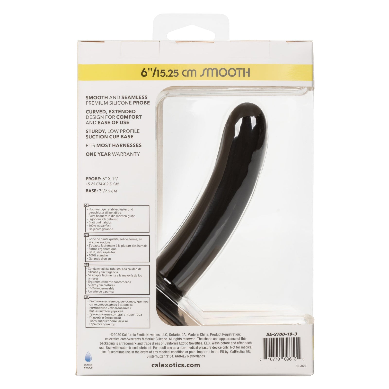 California Exotics - Boundless Smooth Pegging Probe Strap on Dildo 6" (Black) Non Realistic Dildo with suction cup (Non Vibration) 716770096135 CherryAffairs