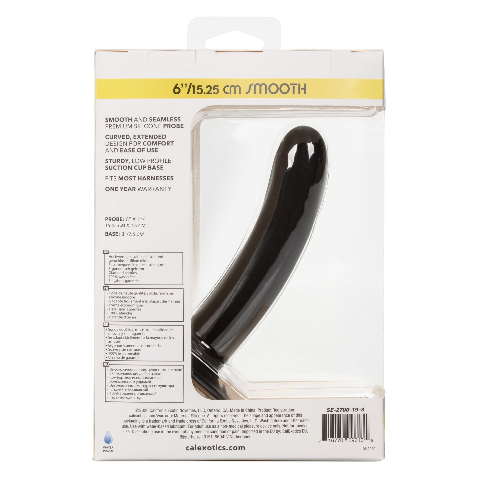 California Exotics - Boundless Smooth Pegging Probe Strap on Dildo 6" (Black) Non Realistic Dildo with suction cup (Non Vibration) 716770096135 CherryAffairs