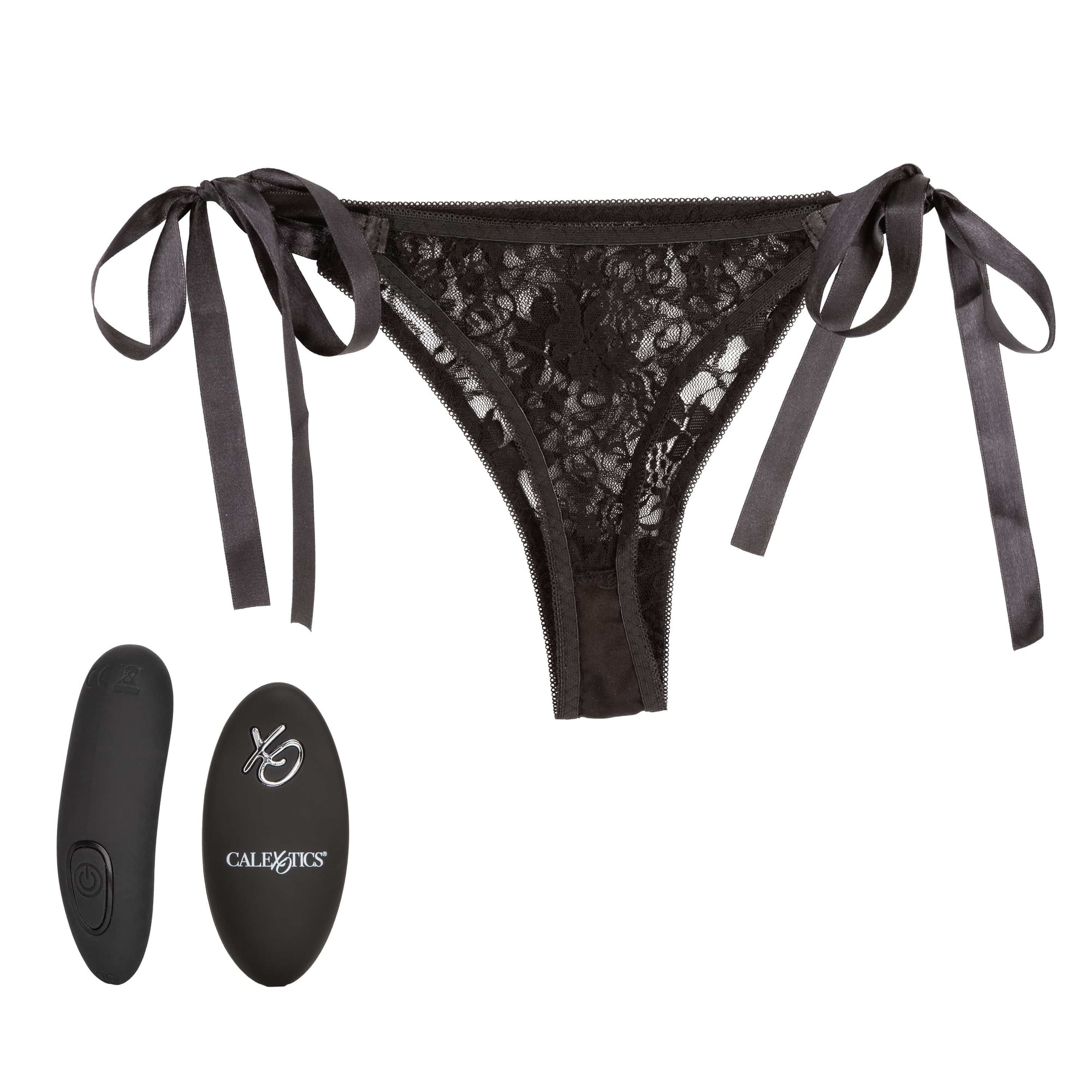 California Exotics - Remote Control Vibrating Lace Thong Set (Black) Panties Massager Remote Control (Vibration) Rechargeable 506015416 CherryAffairs