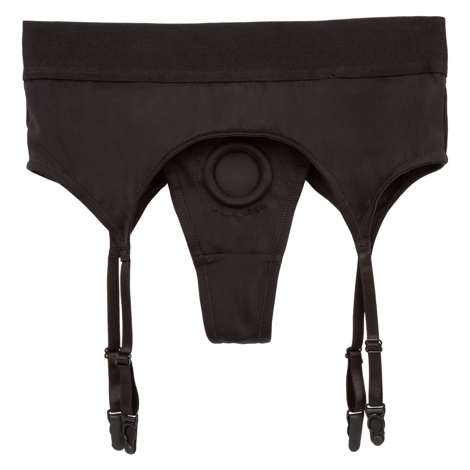 California Exotics - Boundless Thong with Garter Strap On S/M (Black) Strap On w/o Dildo 716770096289 CherryAffairs