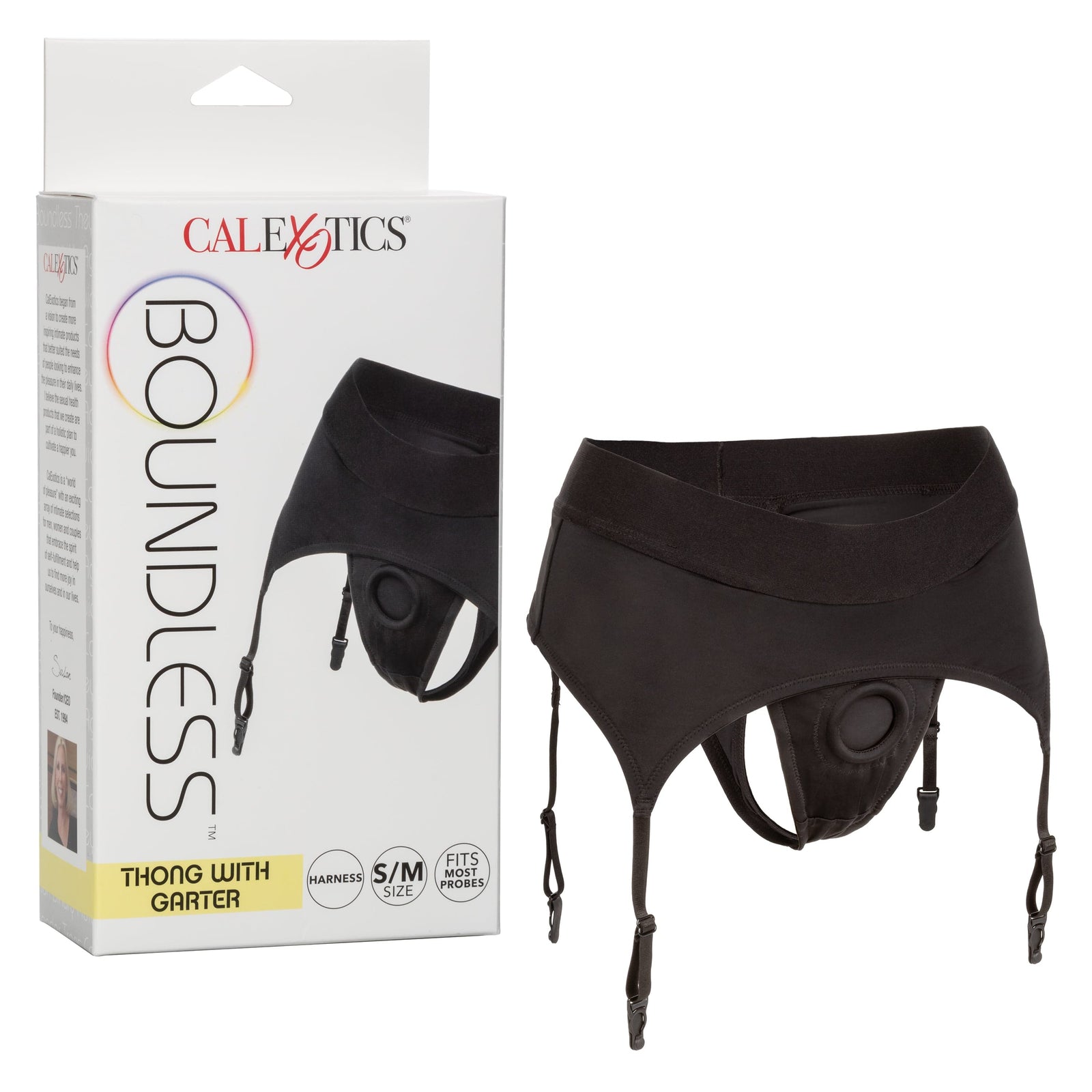 California Exotics - Boundless Thong with Garter Strap On S/M (Black) Strap On w/o Dildo 716770096289 CherryAffairs