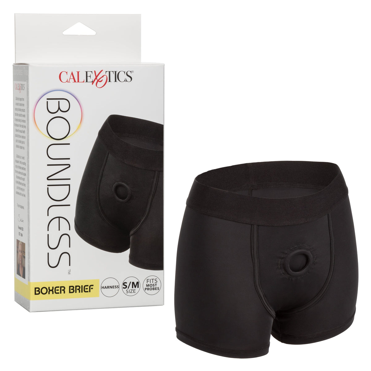 California Exotics - Boundless Boxer Brief Strap On Harness S/M (Black) Strap On w/o Dildo 716770096319 CherryAffairs