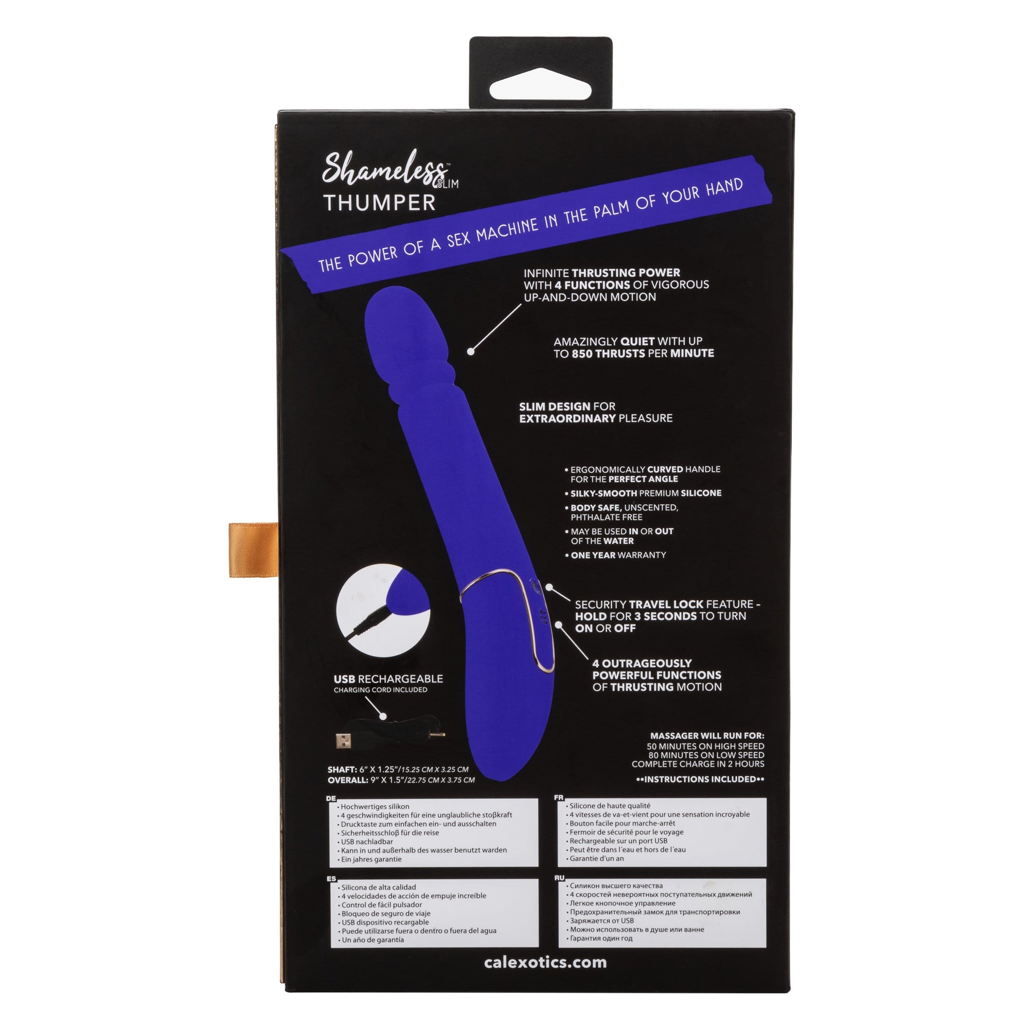 California Exotics - Shameless Slim Thumper Wand Massager (Purple) Wand Massagers (Vibration) Rechargeable 716770096777 CherryAffairs