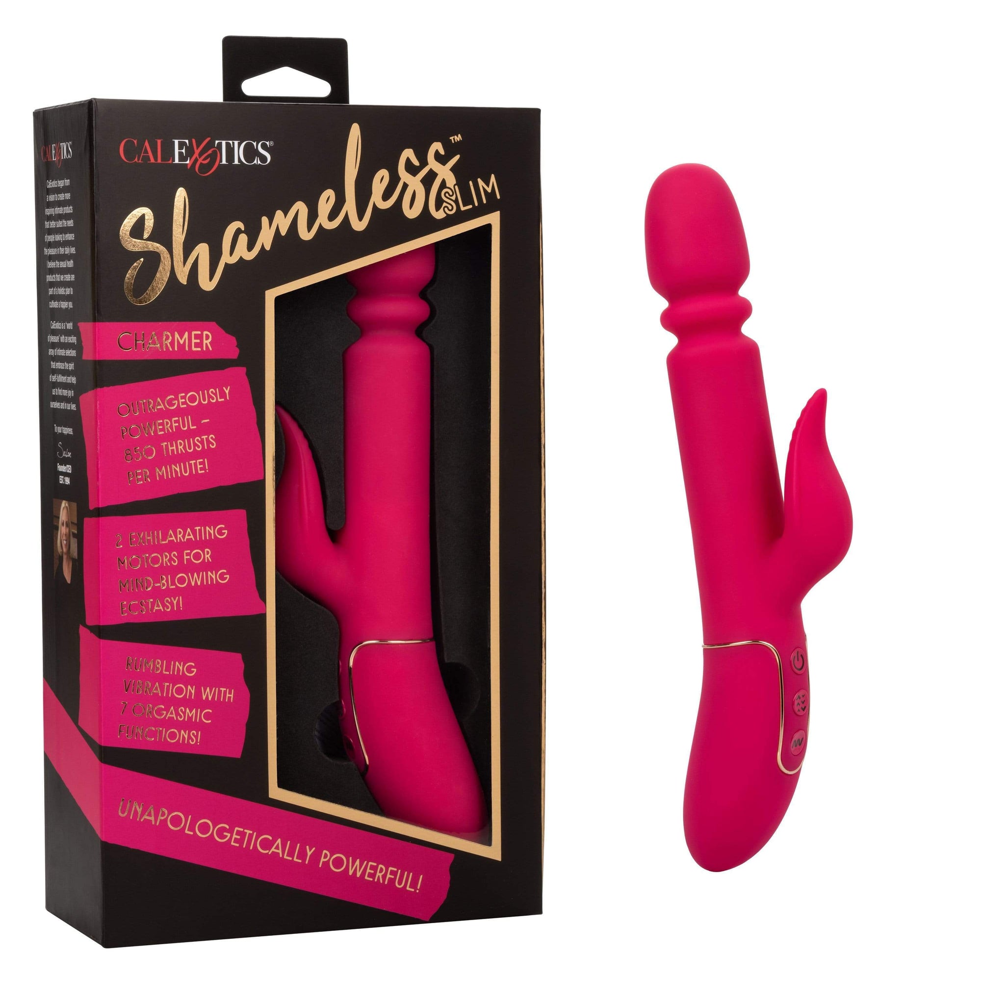 California Exotics - Shameless Slim Charmer Rabbit Vibrator (Pink) Rabbit Dildo (Vibration) Rechargeable 716770096784 CherryAffairs