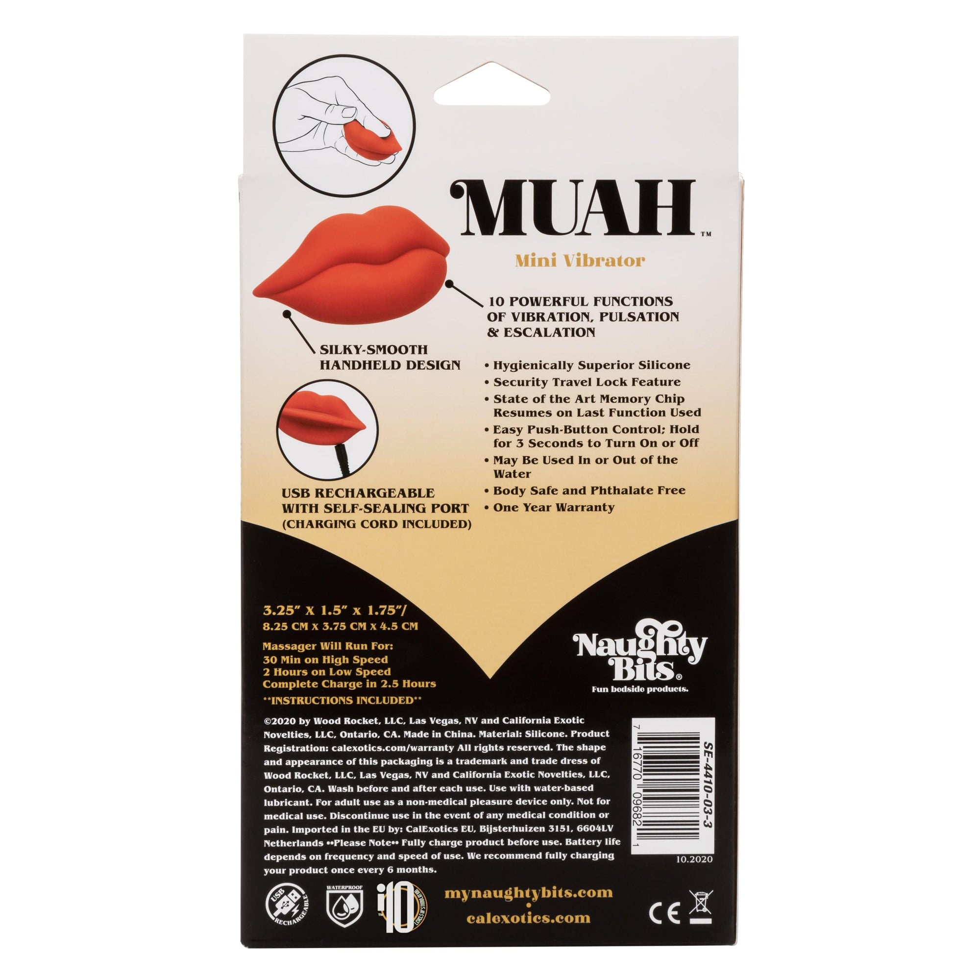 California Exotics - Naughty Bits Muah Discreet Mini Vibrator (Red) Discreet Toys 716770096821 CherryAffairs