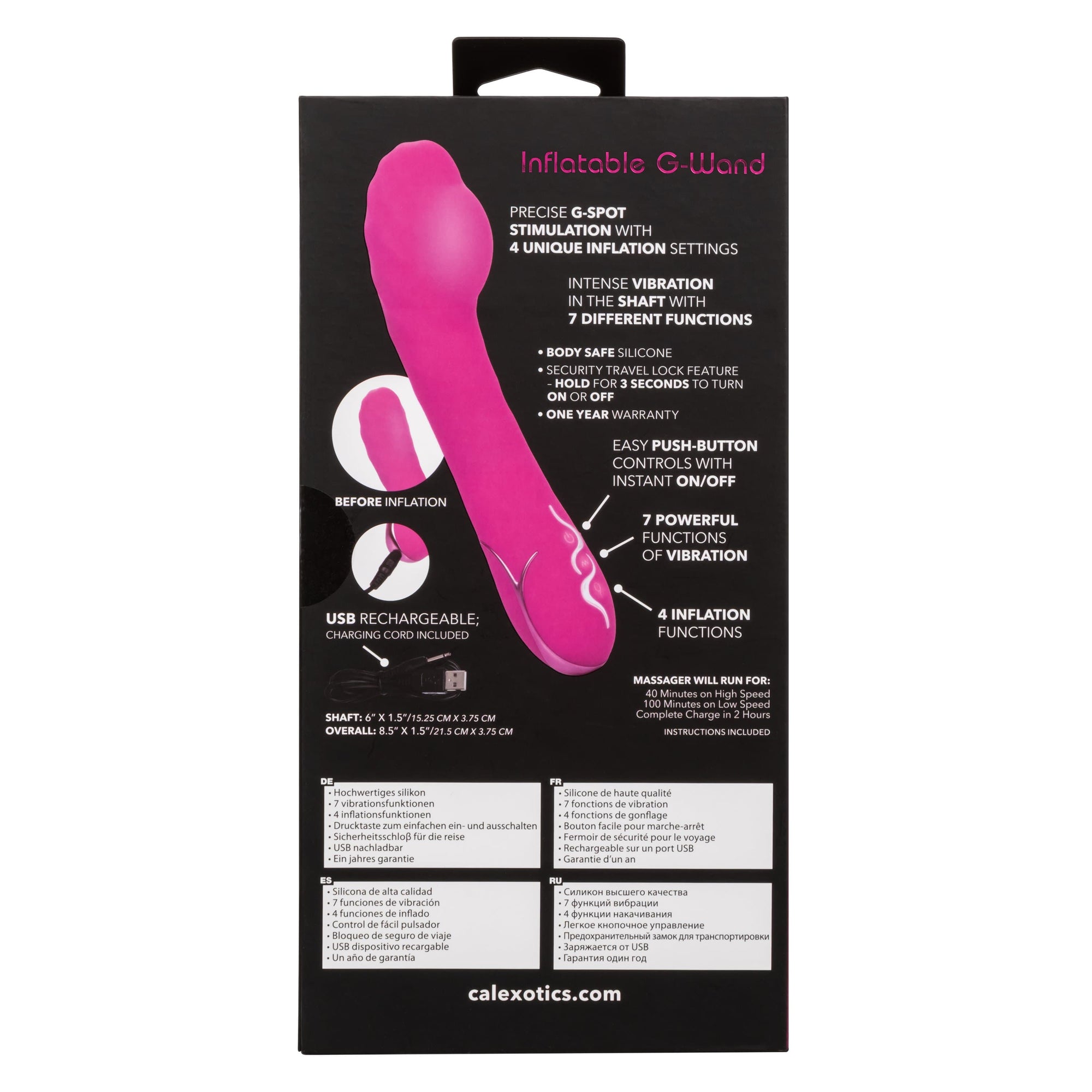 California Exotics - Insatiable G Inflatable G Spot Vibrator (Pink) G Spot Dildo (Vibration) Rechargeable 716770097132 CherryAffairs