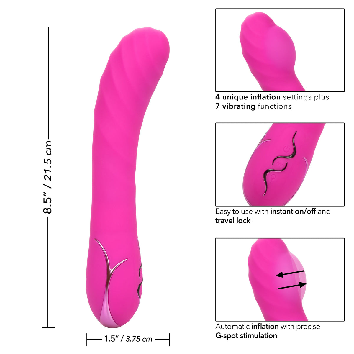 California Exotics - Insatiable G Inflatable G Spot Vibrator (Pink) G Spot Dildo (Vibration) Rechargeable 716770097132 CherryAffairs