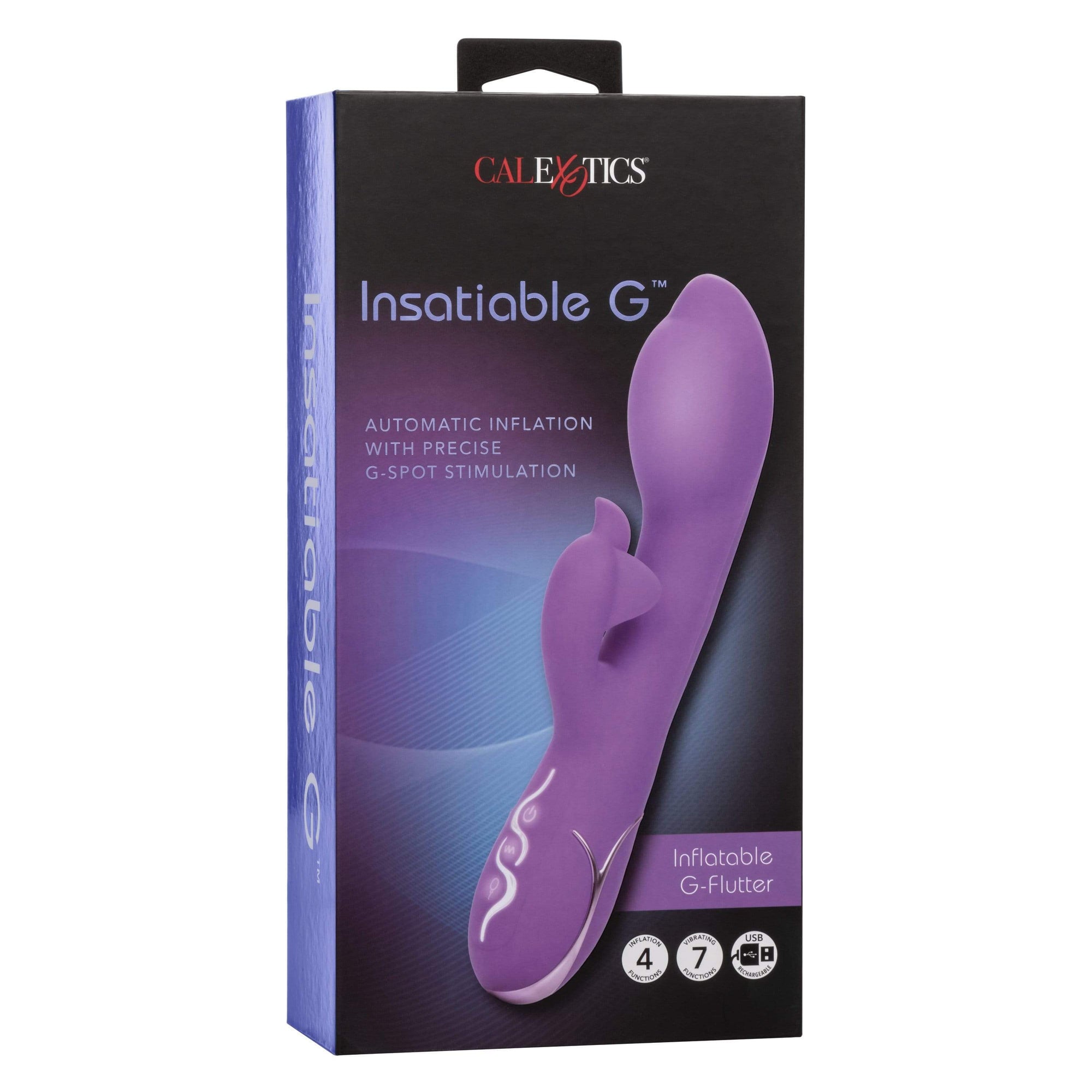 California Exotics - Insatiable G Inflatable G Flutter Rabbit Vibrator (Purple) Rabbit Dildo (Vibration) Rechargeable 716770097156 CherryAffairs