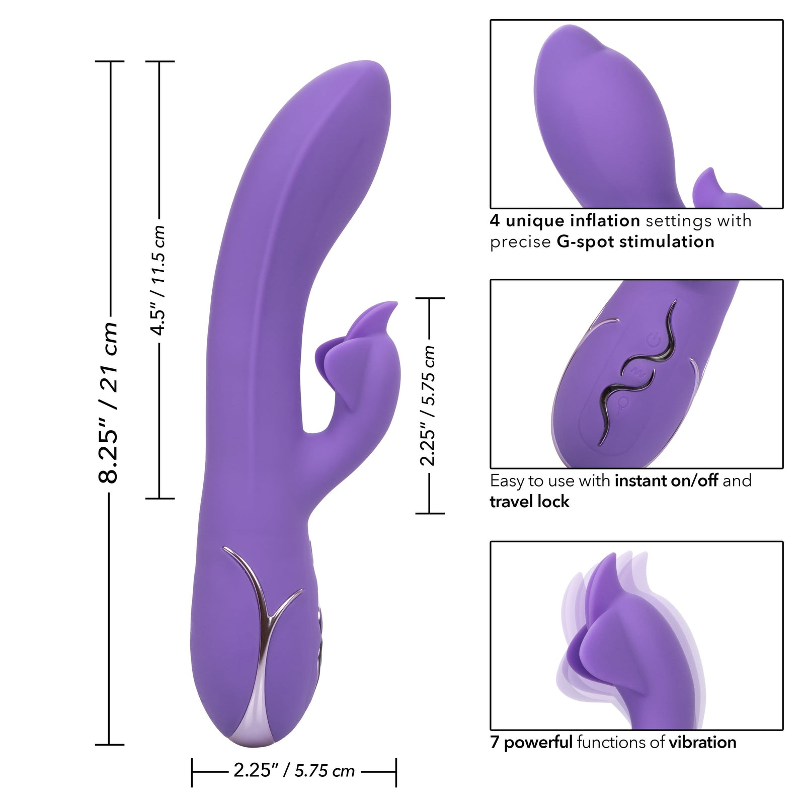 California Exotics - Insatiable G Inflatable G Flutter Rabbit Vibrator (Purple) Rabbit Dildo (Vibration) Rechargeable 716770097156 CherryAffairs