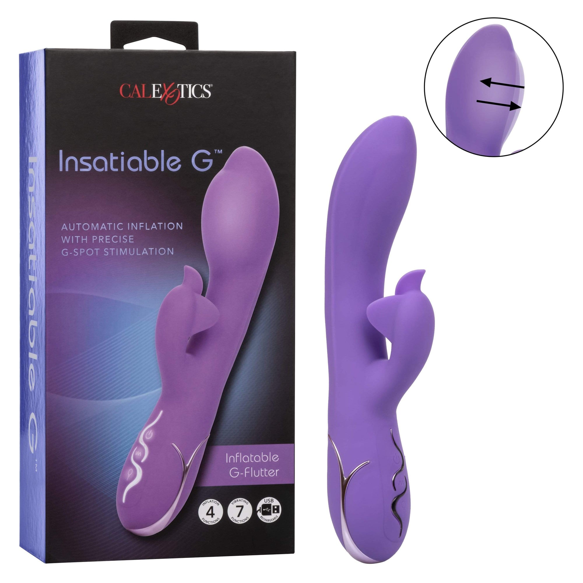 California Exotics - Insatiable G Inflatable G Flutter Rabbit Vibrator (Purple) Rabbit Dildo (Vibration) Rechargeable 716770097156 CherryAffairs