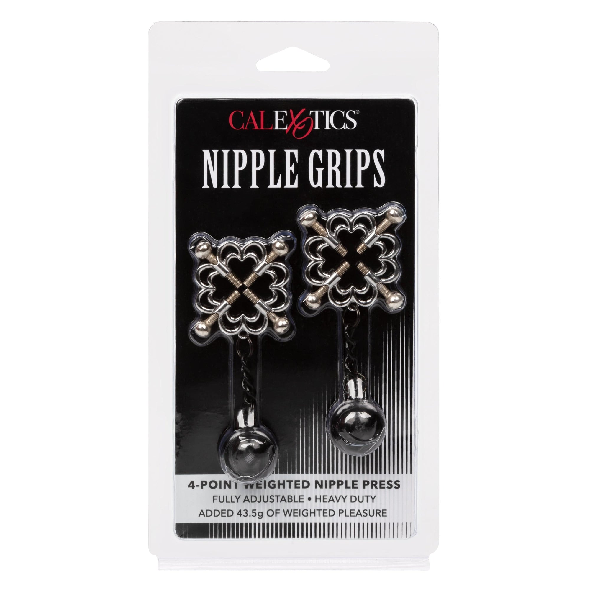 California Exotics - Nipple Grips 4 Point Weighted Nipple Press Clamps (Silver) Nipple Clamps (Non Vibration) 716770097446 CherryAffairs