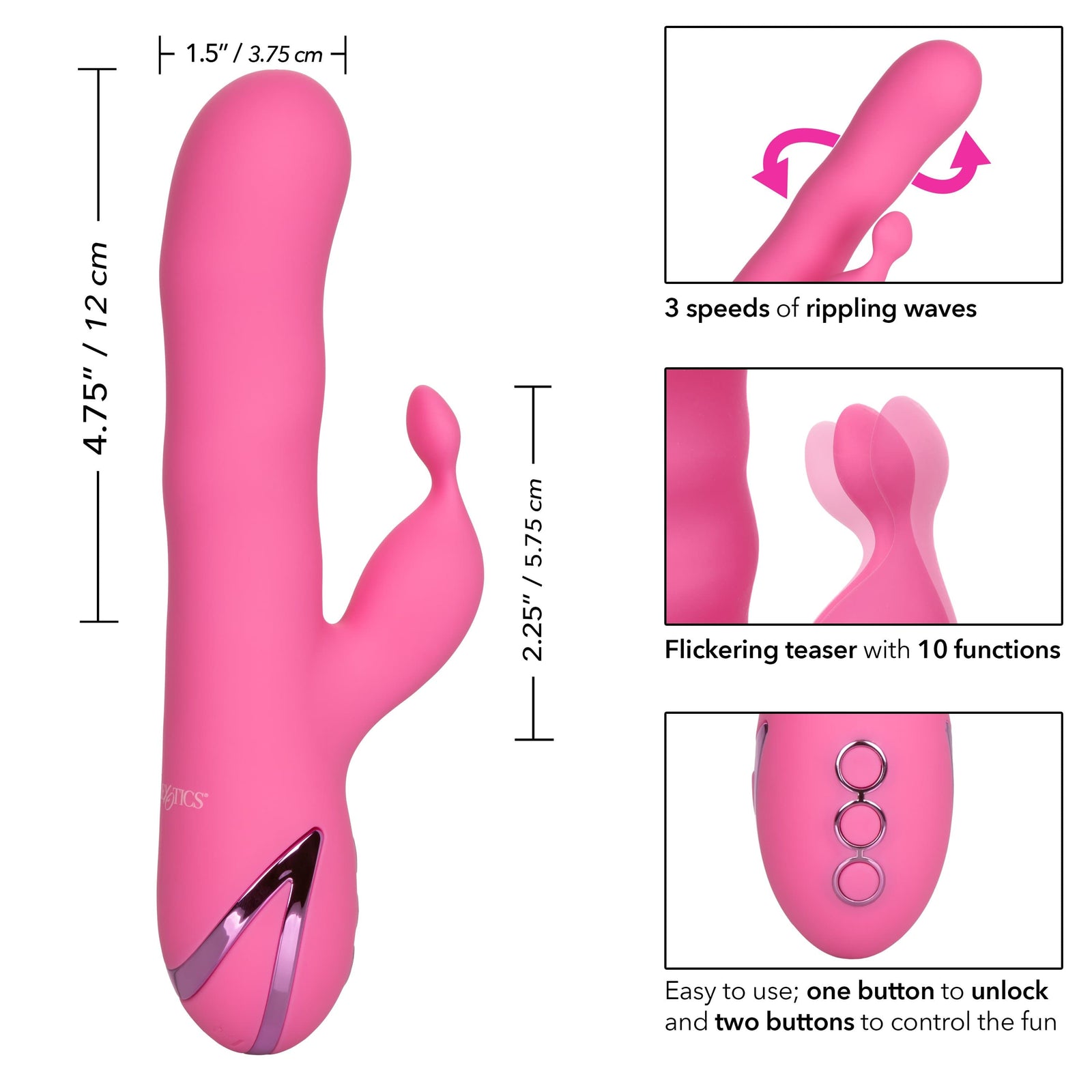 California Exotics - California Dreaming Santa Barbara Surfer Rabbit Vibrator (Pink) Rabbit Dildo (Vibration) Rechargeable 716770097903 CherryAffairs