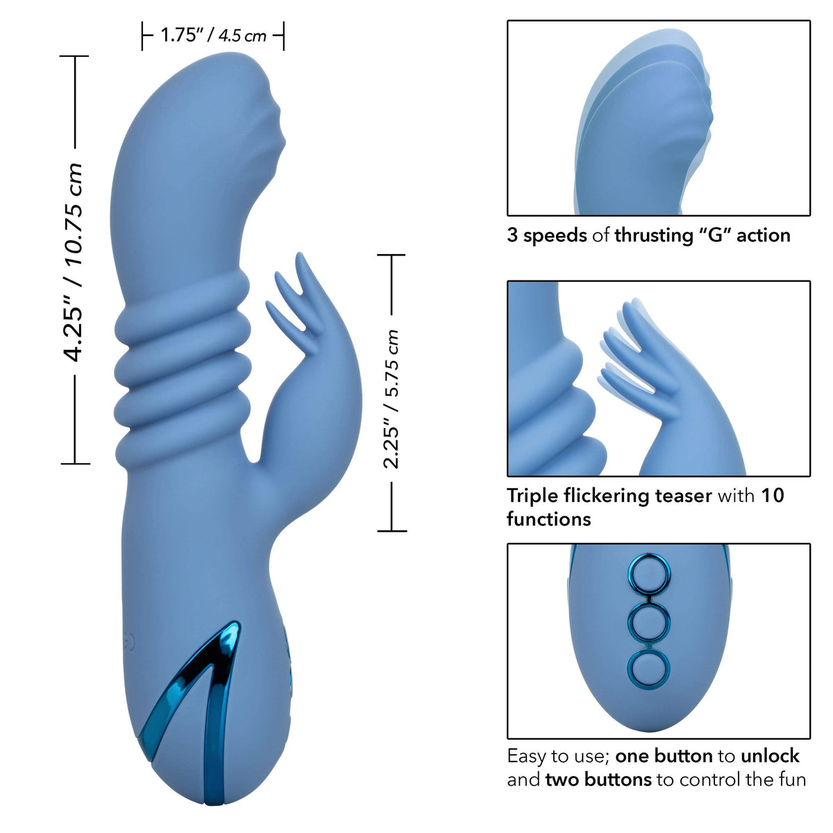 California Exotics - California Dreaming Santa Cruz 'Coaster Rabbit Vibrator (Blue) Rabbit Dildo (Vibration) Rechargeable 716770097910 CherryAffairs