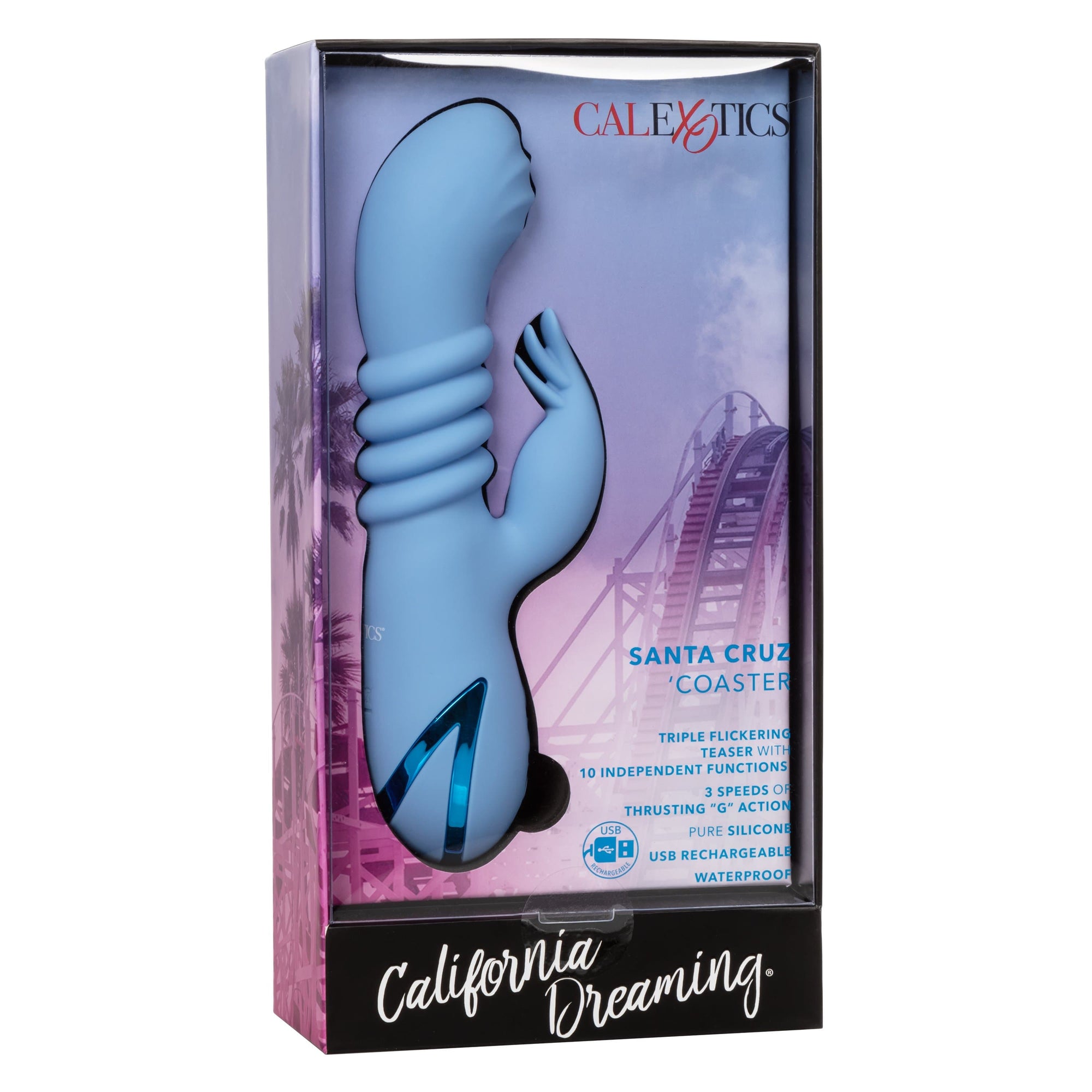 California Exotics - California Dreaming Santa Cruz 'Coaster Rabbit Vibrator (Blue) Rabbit Dildo (Vibration) Rechargeable 716770097910 CherryAffairs