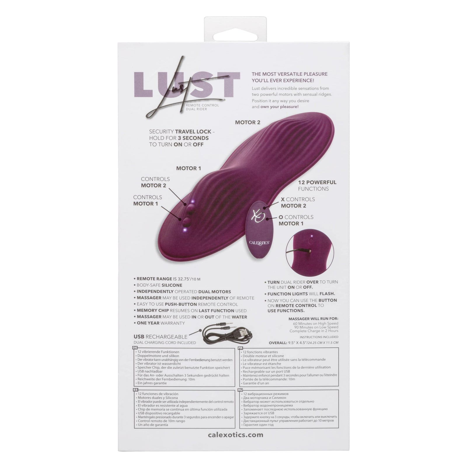 California Exotics - Lust Remote Control Dual Rider Clit Massager (Purple) Clit Massager (Vibration) Rechargeable 716770098405 CherryAffairs