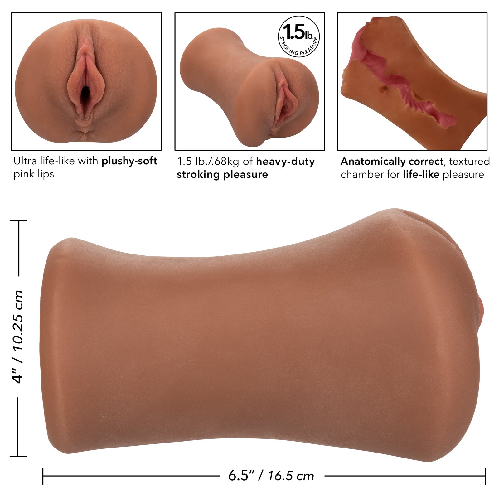 California Exotics - Stroke It Juicy Pussy Masturbator (Brown) Masturbator Vagina (Non Vibration) 716770098795 CherryAffairs