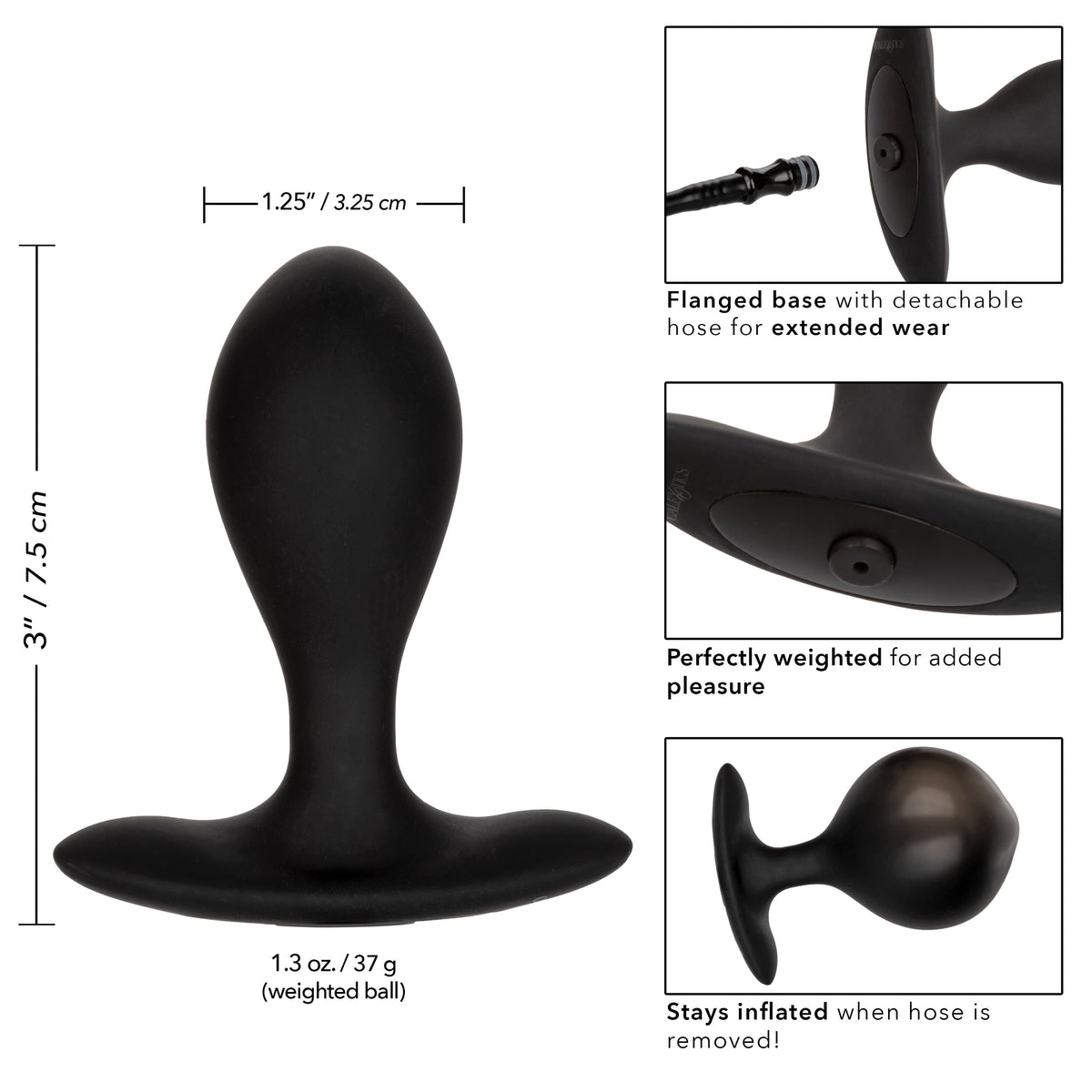 California Exotics - Colt Weighted Inflatable Pumper Plug (Black) Expandable Anal Plug (Non Vibration) 716770098948 CherryAffairs