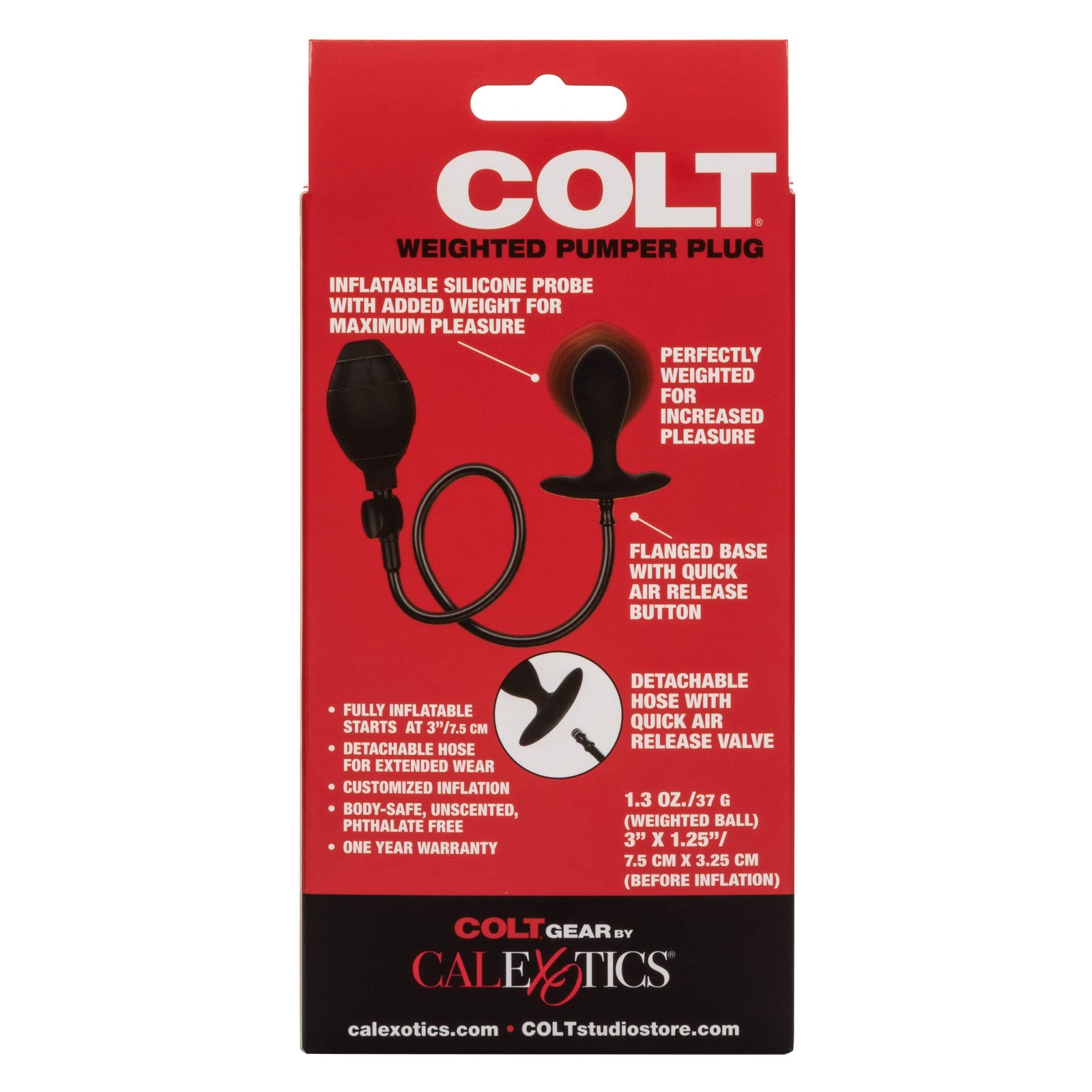 California Exotics - Colt Weighted Inflatable Pumper Plug (Black) Expandable Anal Plug (Non Vibration) 716770098948 CherryAffairs
