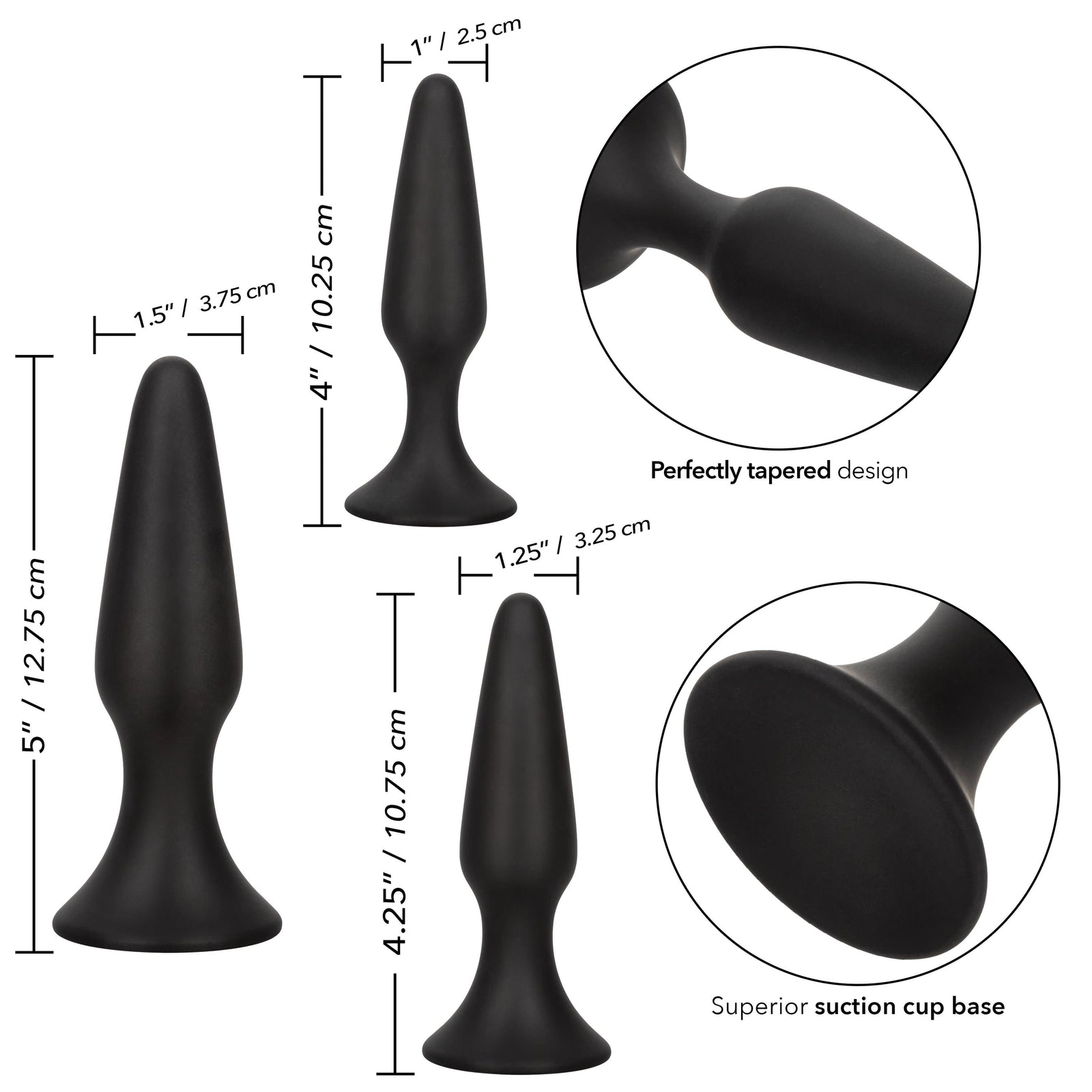 California Exotics - Colt Silicone Anal Trainer Kit 3 Plugs (Black) Anal Kit (Non Vibration) 530352746 CherryAffairs