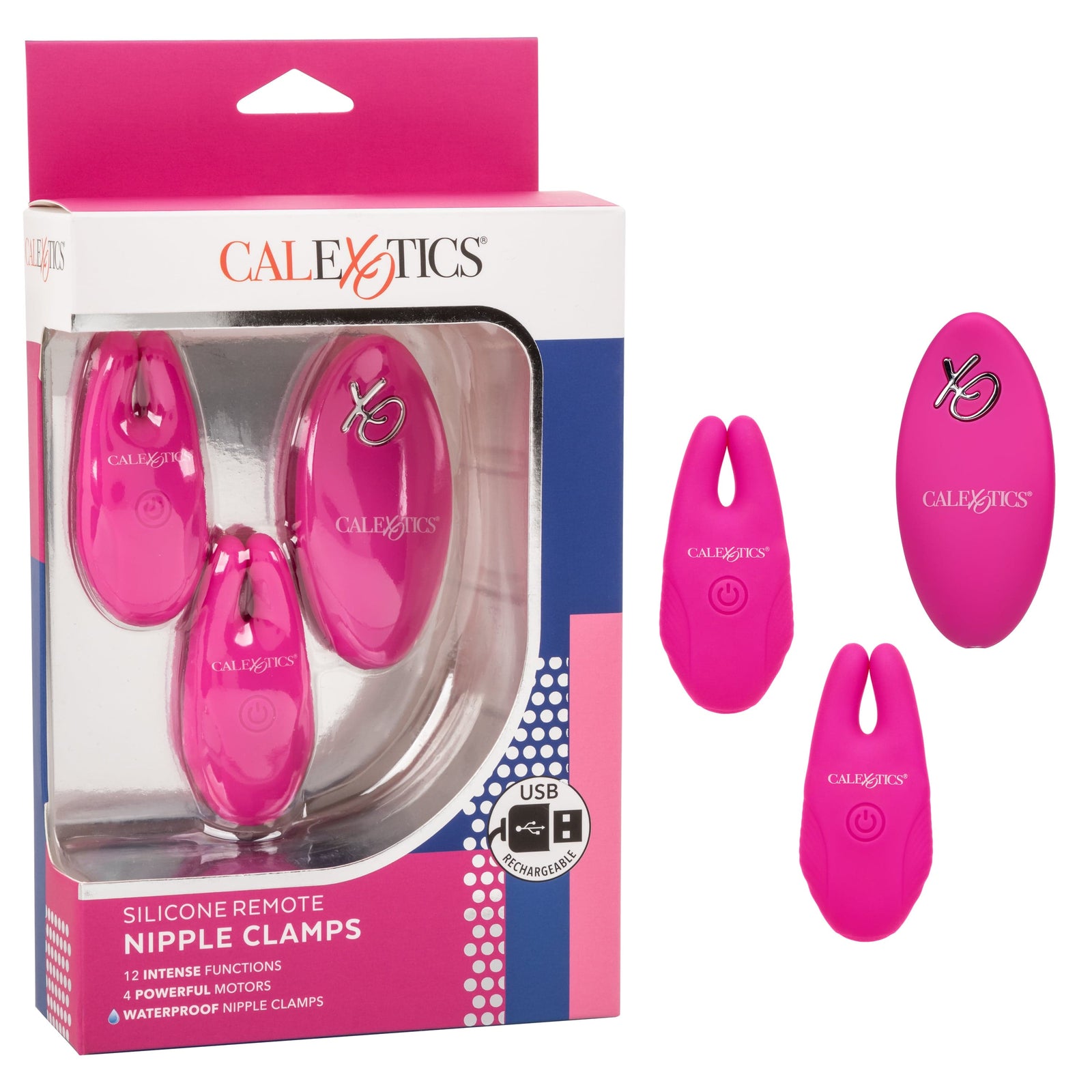 California Exotics - Silicone Remote Control Vibrating Nipple Clamps (Pink) Nipple Clamps (Vibration) Rechargeable 620083276 CherryAffairs
