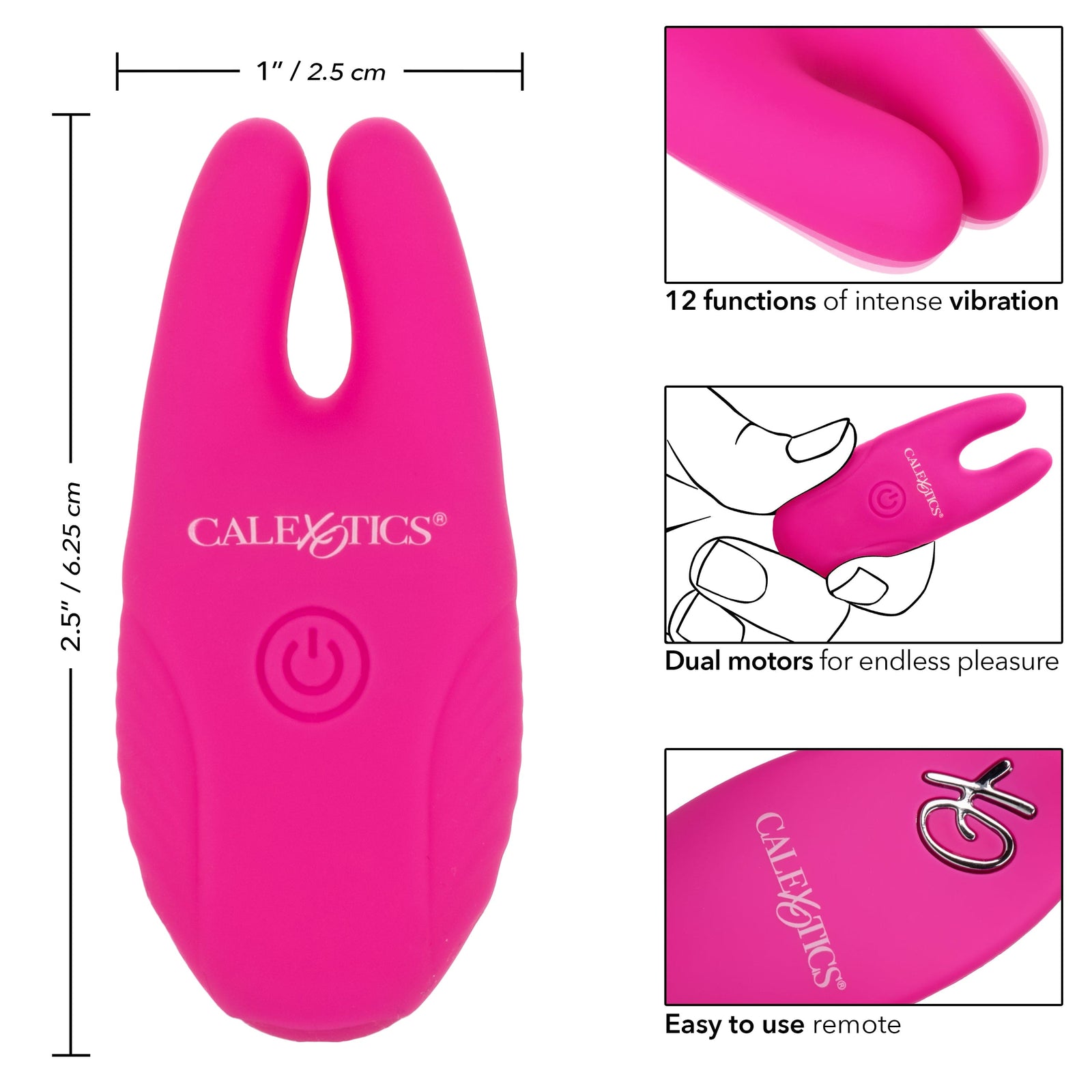 California Exotics - Silicone Remote Control Vibrating Nipple Clamps (Pink) Nipple Clamps (Vibration) Rechargeable 716770099174 CherryAffairs