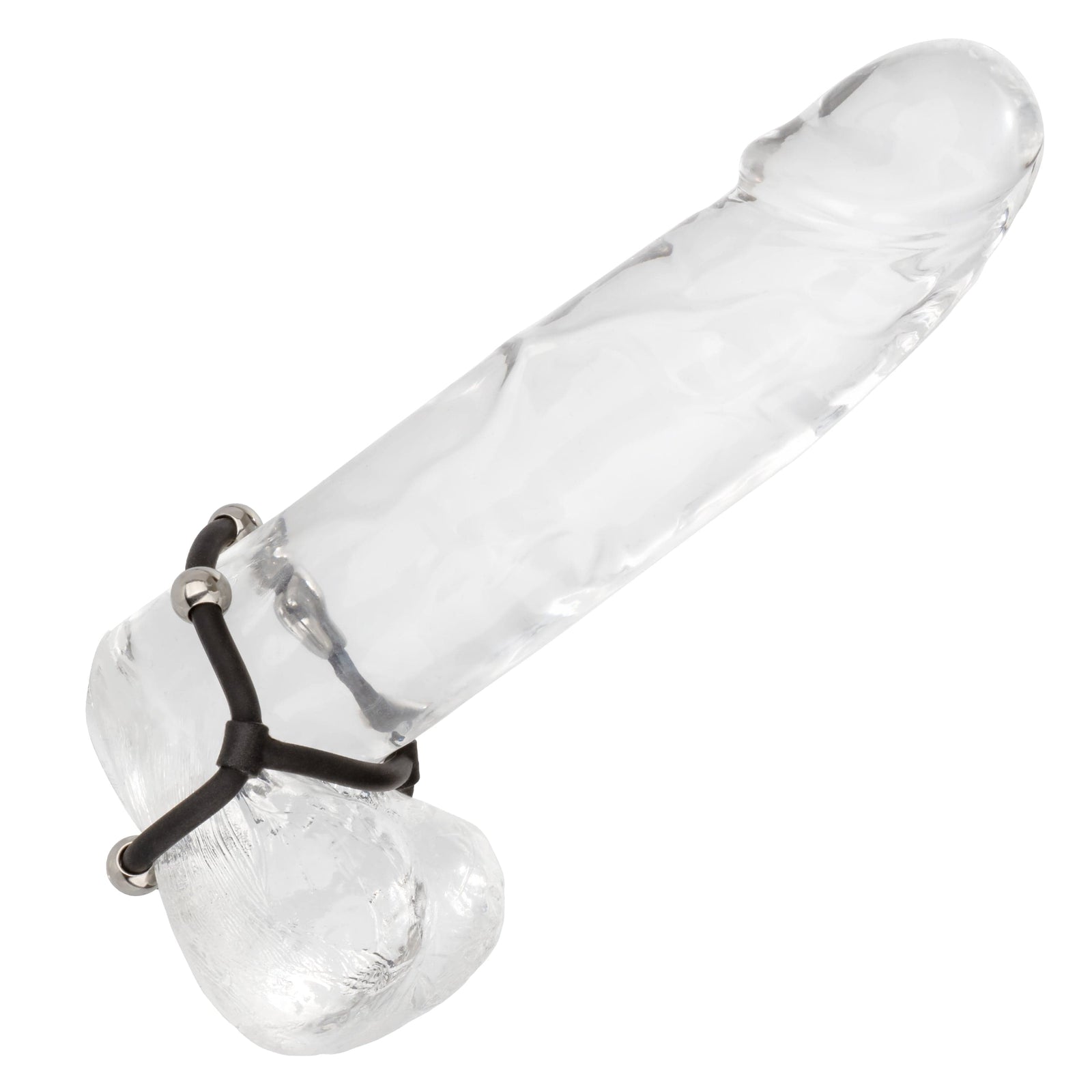 California Exotics - Steel Beaded Dual Silicone Maximizer Dual Cock Ring (Black) Cock Ring (Non Vibration) 620083286 CherryAffairs