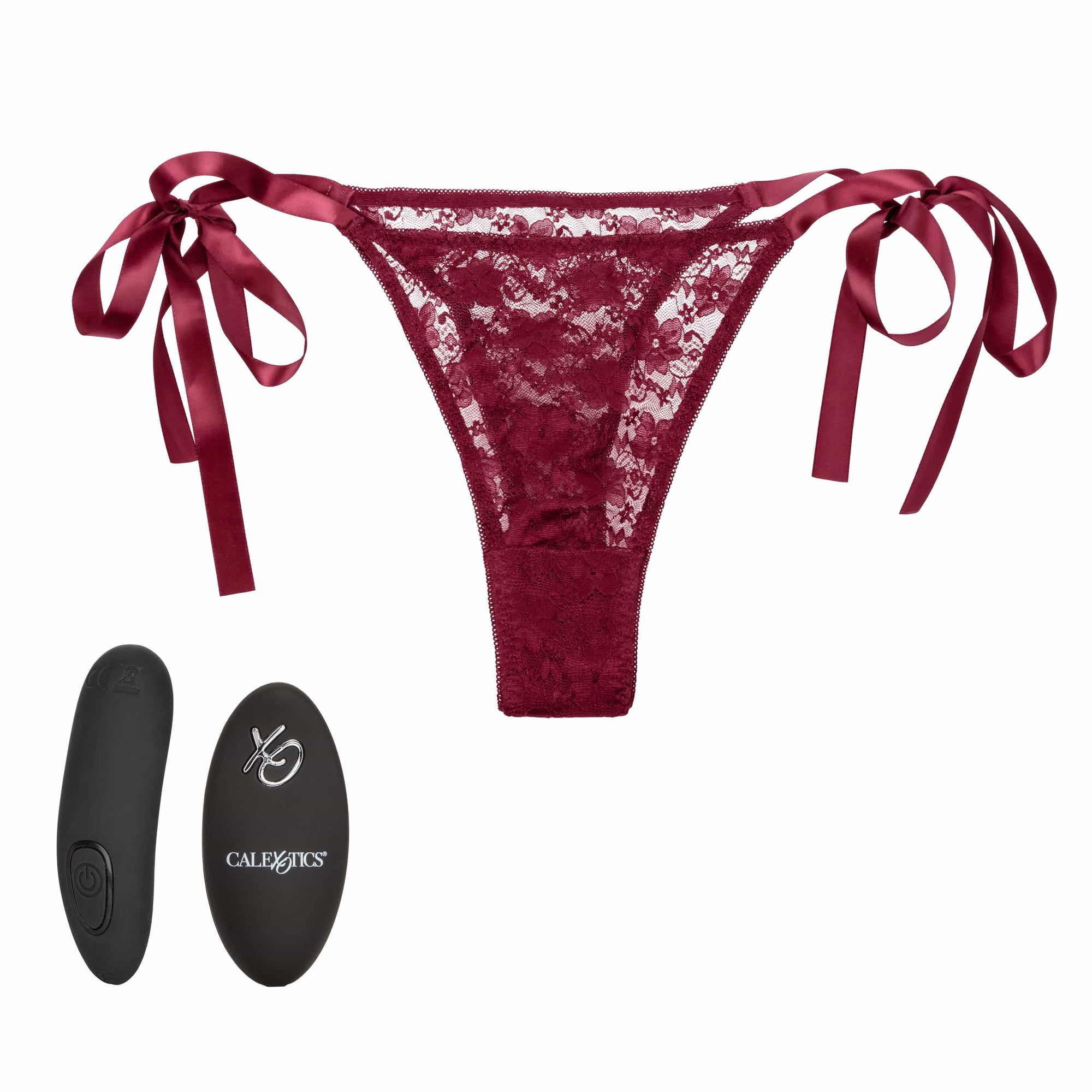California Exotics - Remote Control Vibrating Lace Thong Set (Burgundy) Panties Massager Remote Control (Vibration) Rechargeable 716770099211 CherryAffairs
