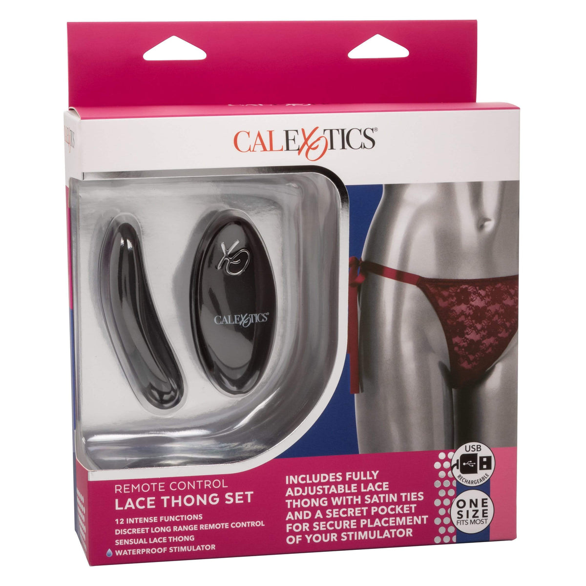 California Exotics - Remote Control Vibrating Lace Thong Set (Burgundy) Panties Massager Remote Control (Vibration) Rechargeable 716770099211 CherryAffairs