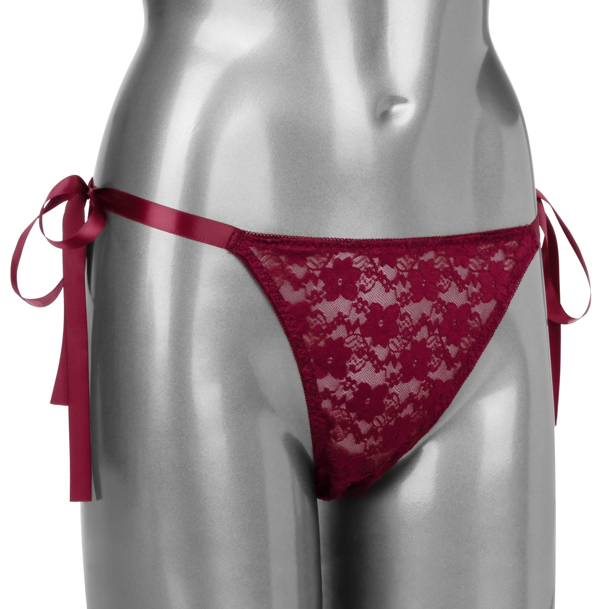 California Exotics - Remote Control Vibrating Lace Thong Set (Burgundy) Panties Massager Remote Control (Vibration) Rechargeable 716770099211 CherryAffairs