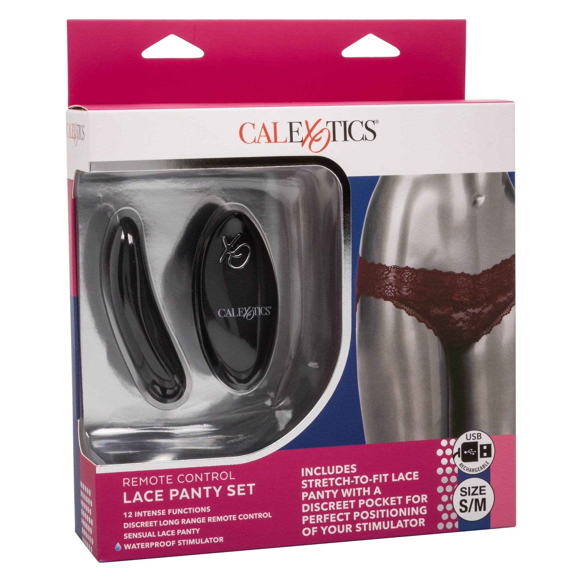 California Exotics - Remote Control Vibrating Lace Panty Set S/M (Burgundy) Panties Massager Remote Control (Vibration) Rechargeable 716770099228 CherryAffairs