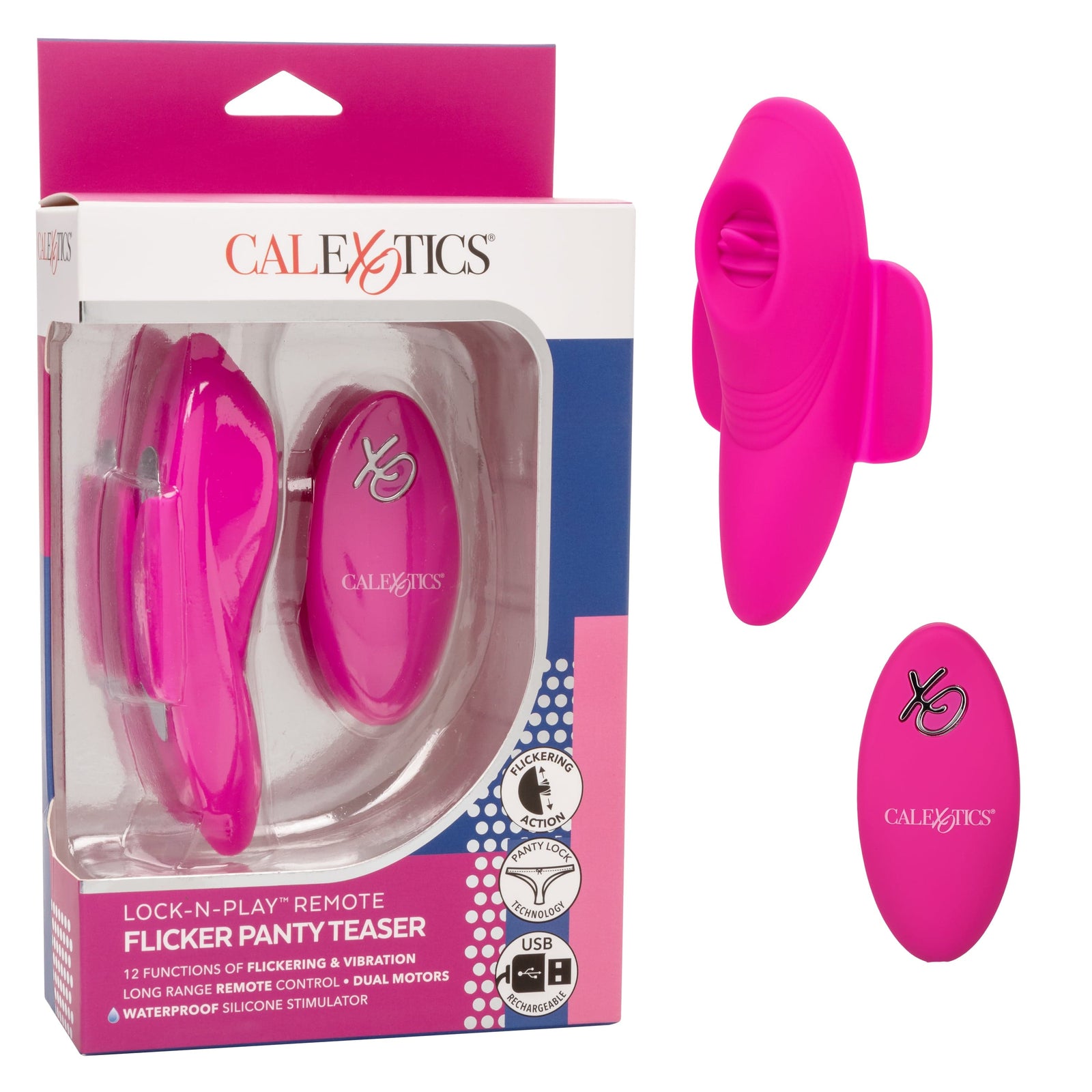 California Exotics - Lock N Play Remote Flicker Panty Teaser Vibrator (Pink) Panties Massager Remote Control (Vibration) Rechargeable 716770100849 CherryAffairs