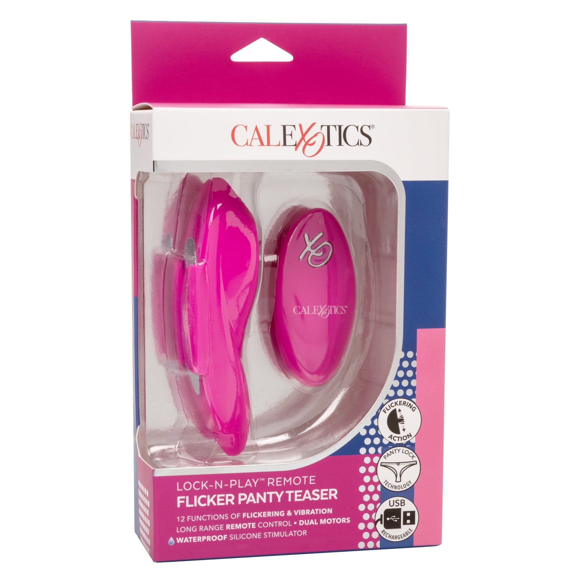 California Exotics - Lock N Play Remote Flicker Panty Teaser Vibrator (Pink) Panties Massager Remote Control (Vibration) Rechargeable 716770100849 CherryAffairs