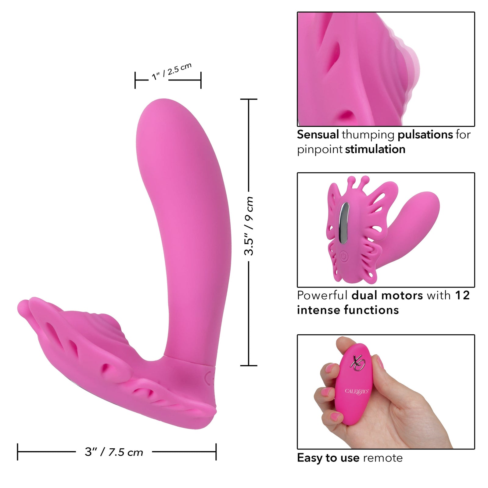 California Exotics - Venus Butterfly Silicone Remote Pulsating Venus G Spot Vibrator (Pink) G Spot Dildo (Vibration) Rechargeable 716770100856 CherryAffairs