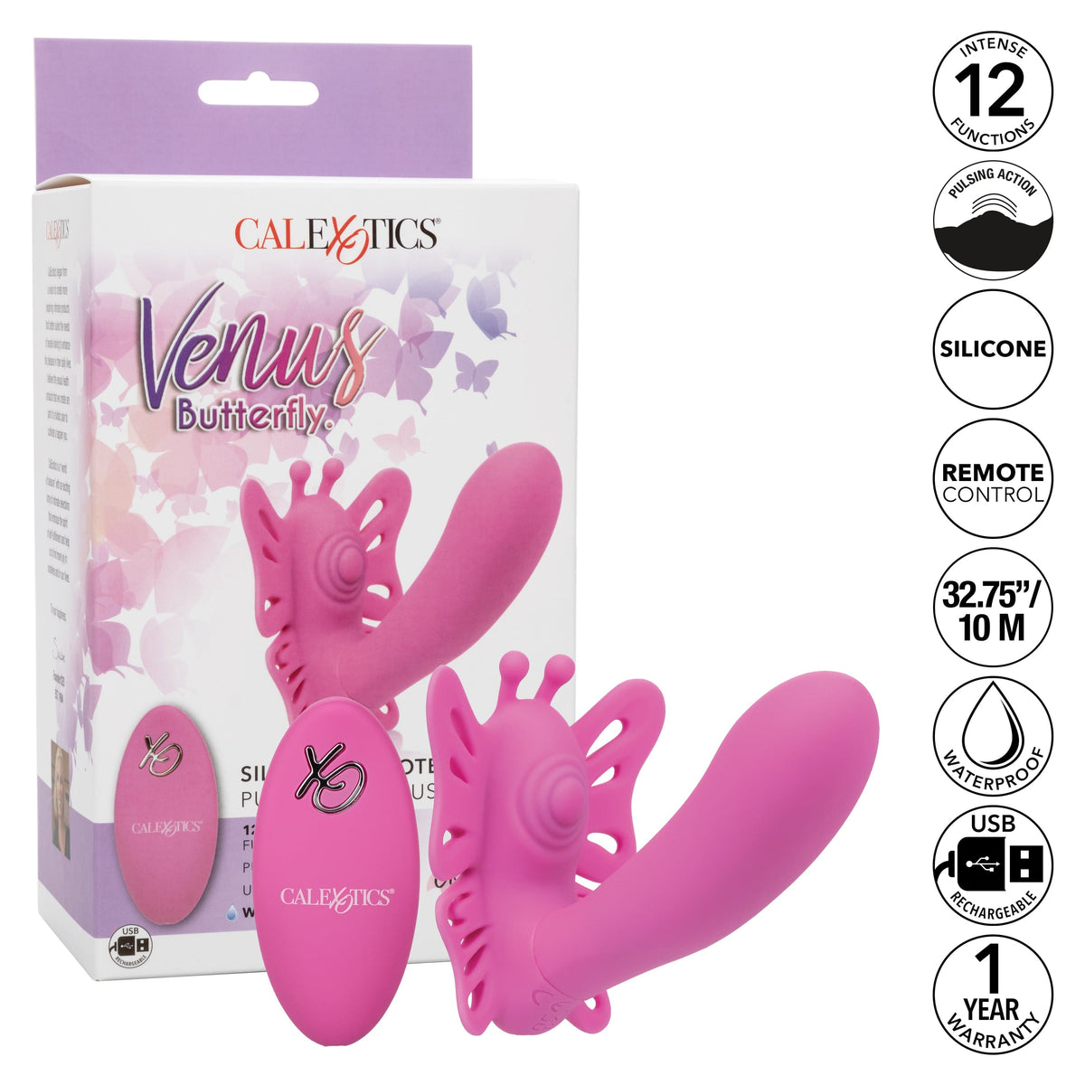 California Exotics - Venus Butterfly Silicone Remote Pulsating Venus G Spot Vibrator (Pink) G Spot Dildo (Vibration) Rechargeable 716770100856 CherryAffairs