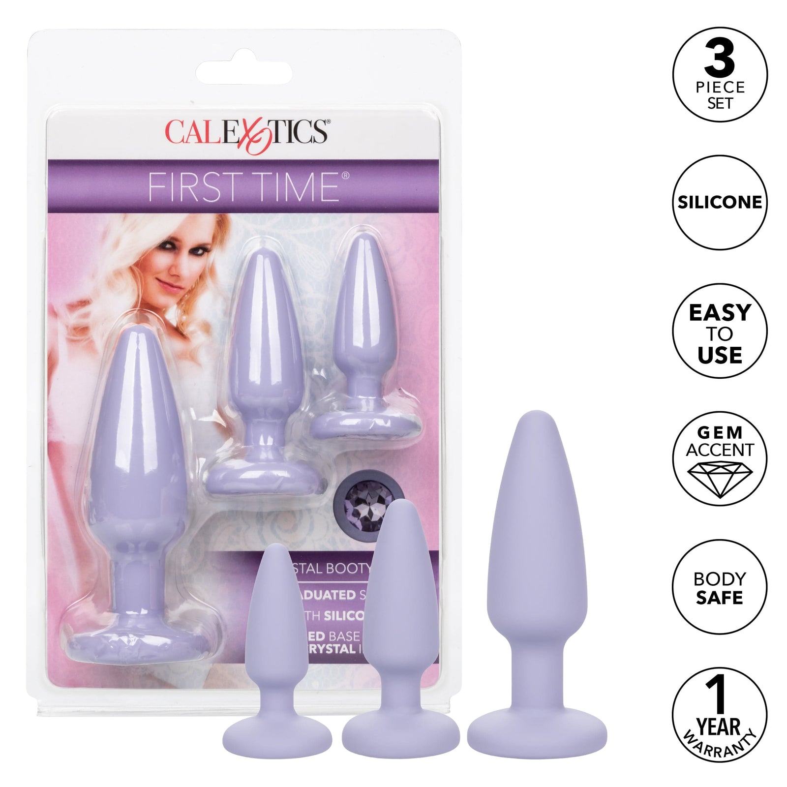 California Exotics - First Time Crystal Booty Anal Kit (Purple) Anal Plug (Non Vibration) 716770101174 CherryAffairs