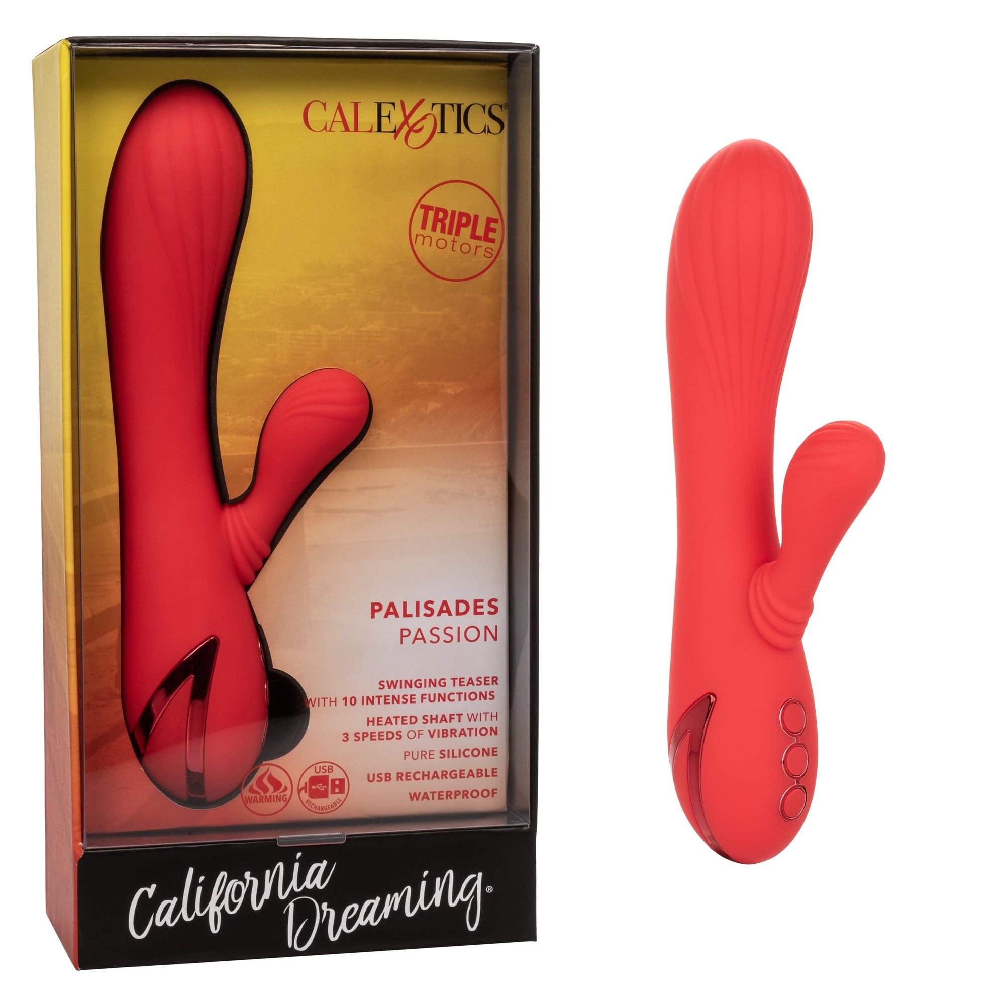 California Exotics - California Dreaming Palisades Passion Heat Swing Rabbit Vibrator (Red) Rabbit Dildo (Vibration) Rechargeable CherryAffairs