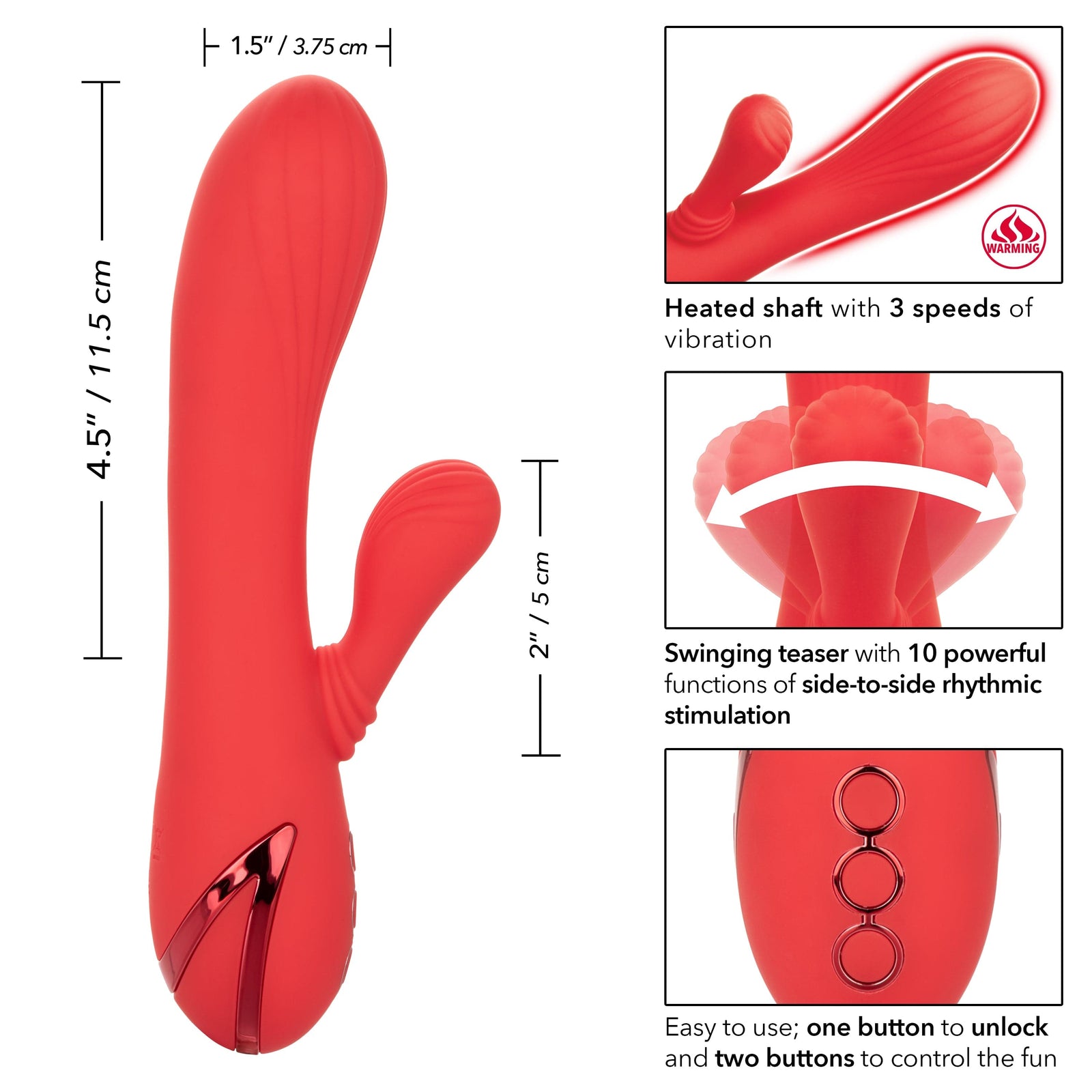 California Exotics - California Dreaming Palisades Passion Heat Swing Rabbit Vibrator (Red) Rabbit Dildo (Vibration) Rechargeable 622855538 CherryAffairs