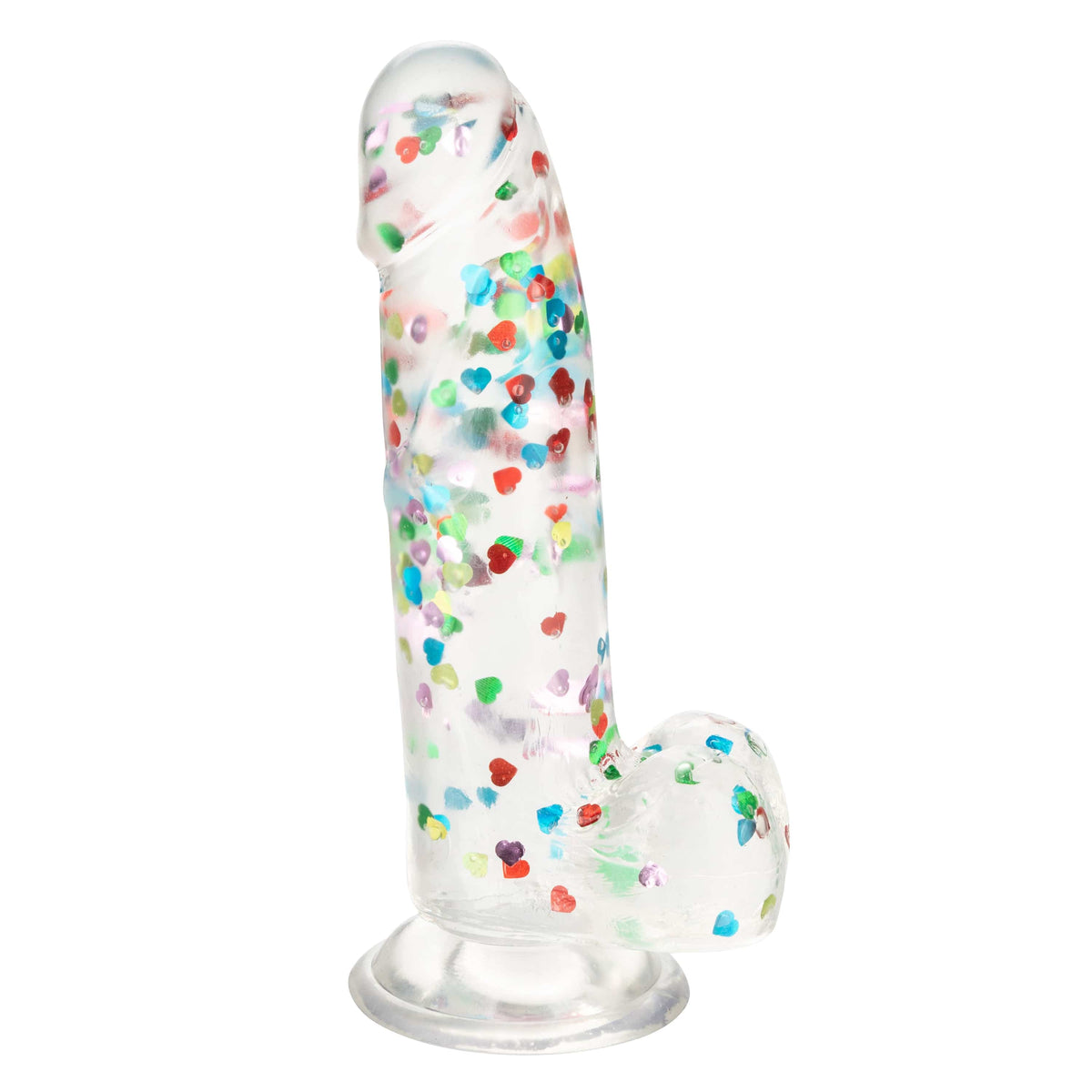 California Exotics - Naughty Bits I Love Dick Heart filled Dong Realistic Dildo with Balls 8" (Clear) Clit Massager (Vibration) Rechargeable 716770101273 CherryAffairs