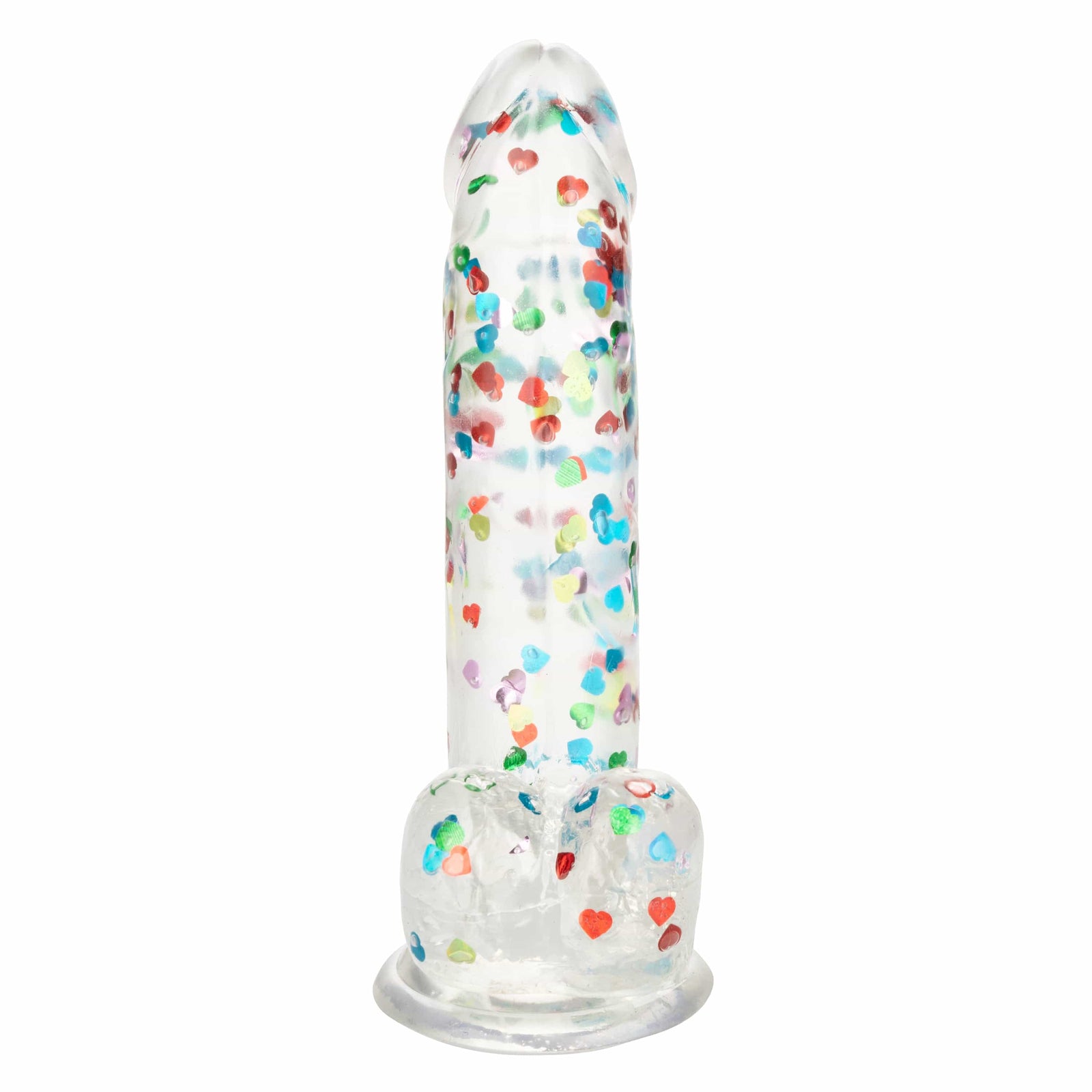 California Exotics - Naughty Bits I Love Dick Heart filled Dong Realistic Dildo with Balls 8" (Clear) Clit Massager (Vibration) Rechargeable 716770101273 CherryAffairs