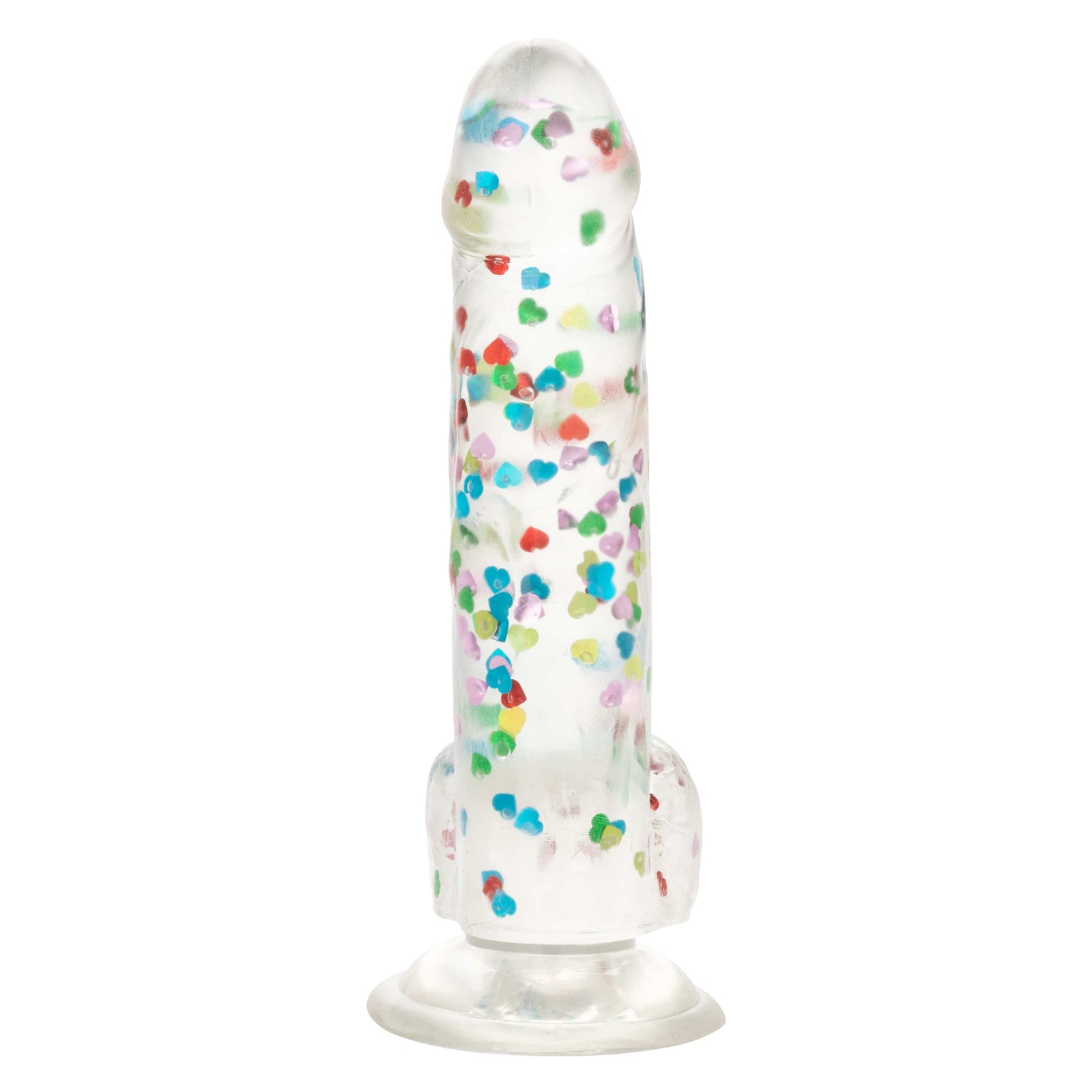 California Exotics - Naughty Bits I Love Dick Heart filled Dong Realistic Dildo with Balls 8" (Clear) Clit Massager (Vibration) Rechargeable 716770101273 CherryAffairs