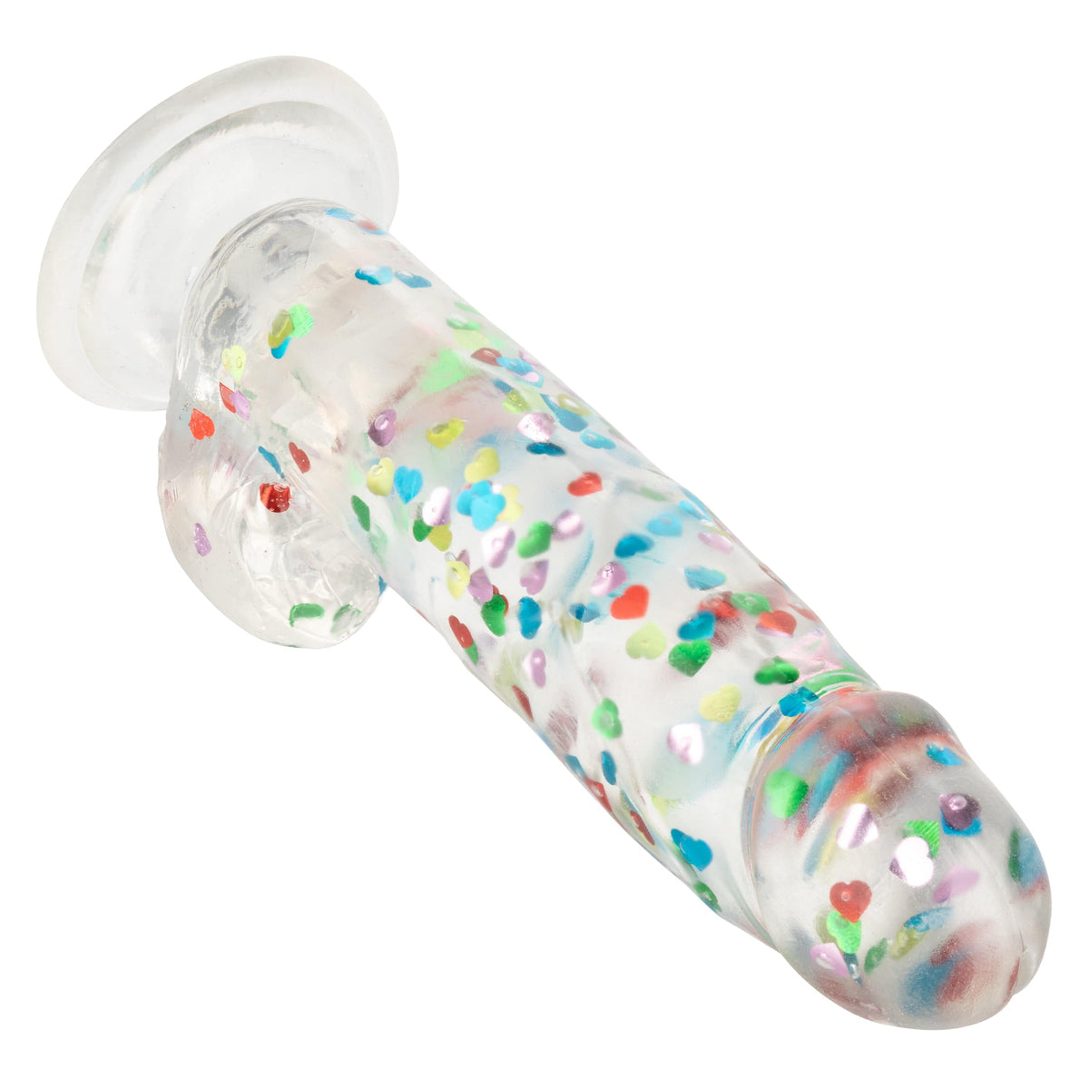 California Exotics - Naughty Bits I Love Dick Heart filled Dong Realistic Dildo with Balls 8" (Clear) Clit Massager (Vibration) Rechargeable 716770101273 CherryAffairs