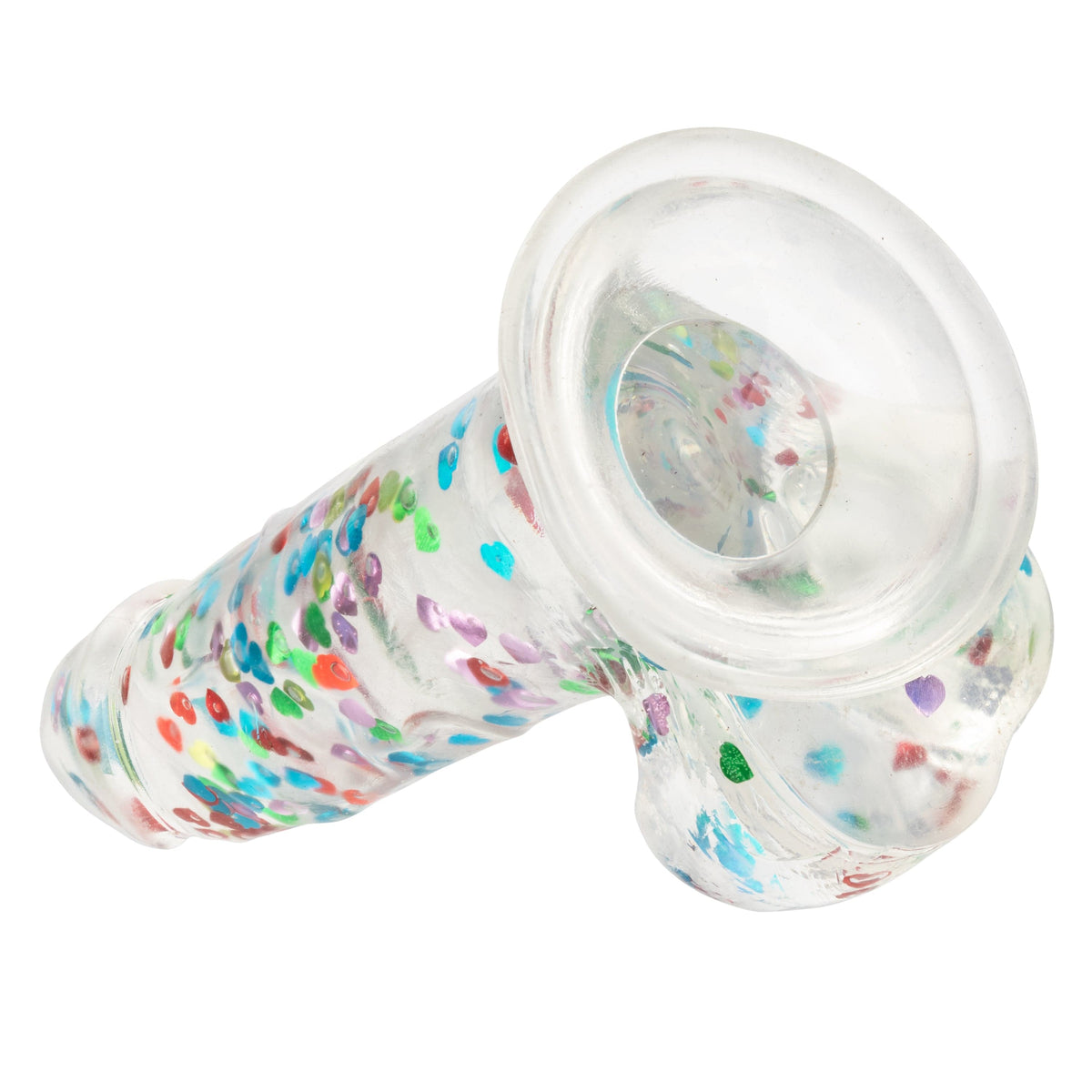 California Exotics - Naughty Bits I Love Dick Heart filled Dong Realistic Dildo with Balls 8" (Clear) Clit Massager (Vibration) Rechargeable 716770101273 CherryAffairs