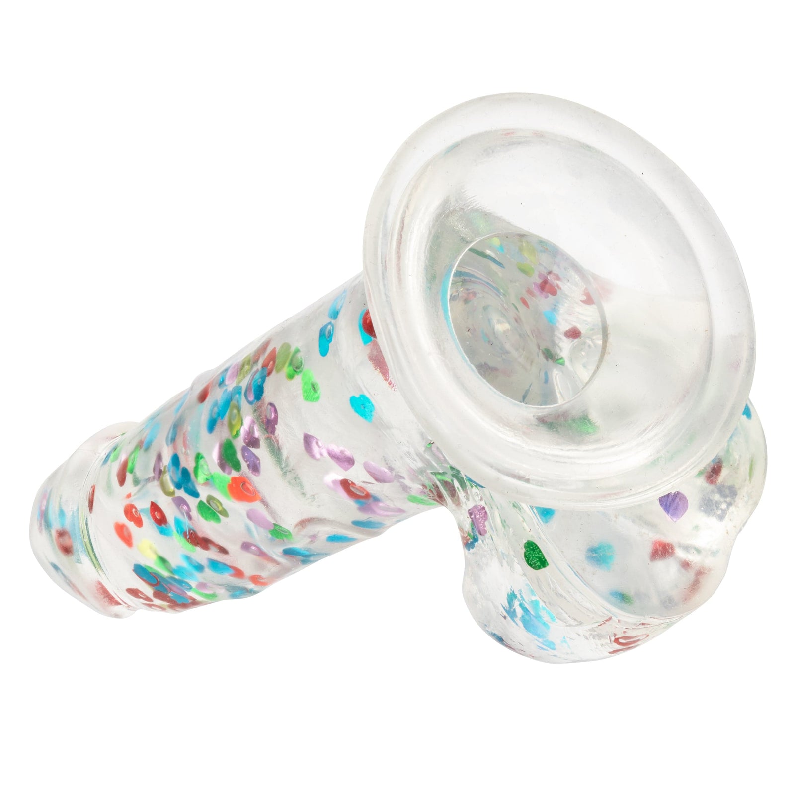 California Exotics - Naughty Bits I Love Dick Heart filled Dong Realistic Dildo with Balls 8" (Clear) Clit Massager (Vibration) Rechargeable 716770101273 CherryAffairs