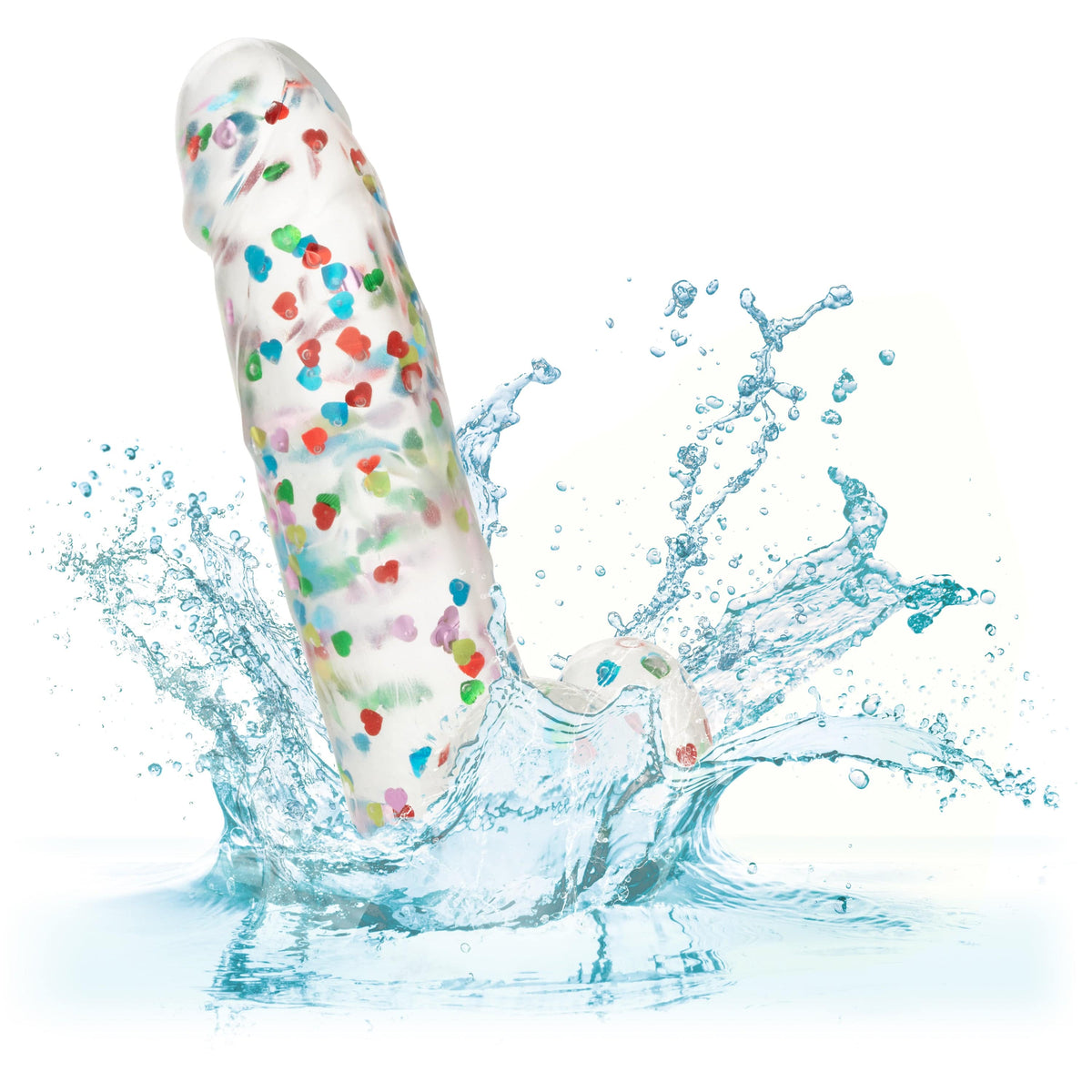 California Exotics - Naughty Bits I Love Dick Heart filled Dong Realistic Dildo with Balls 8" (Clear) Clit Massager (Vibration) Rechargeable 716770101273 CherryAffairs